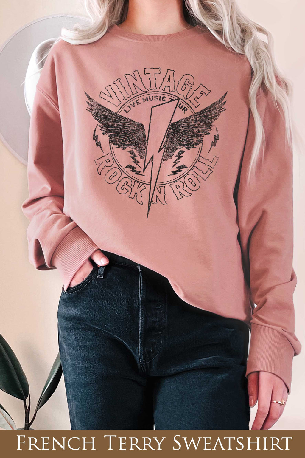Vintage Rock and Roll Wings Graphix Terry - Adult & Kids T-Shirts, Sweatshirts & Hoodies apparel design preview 1