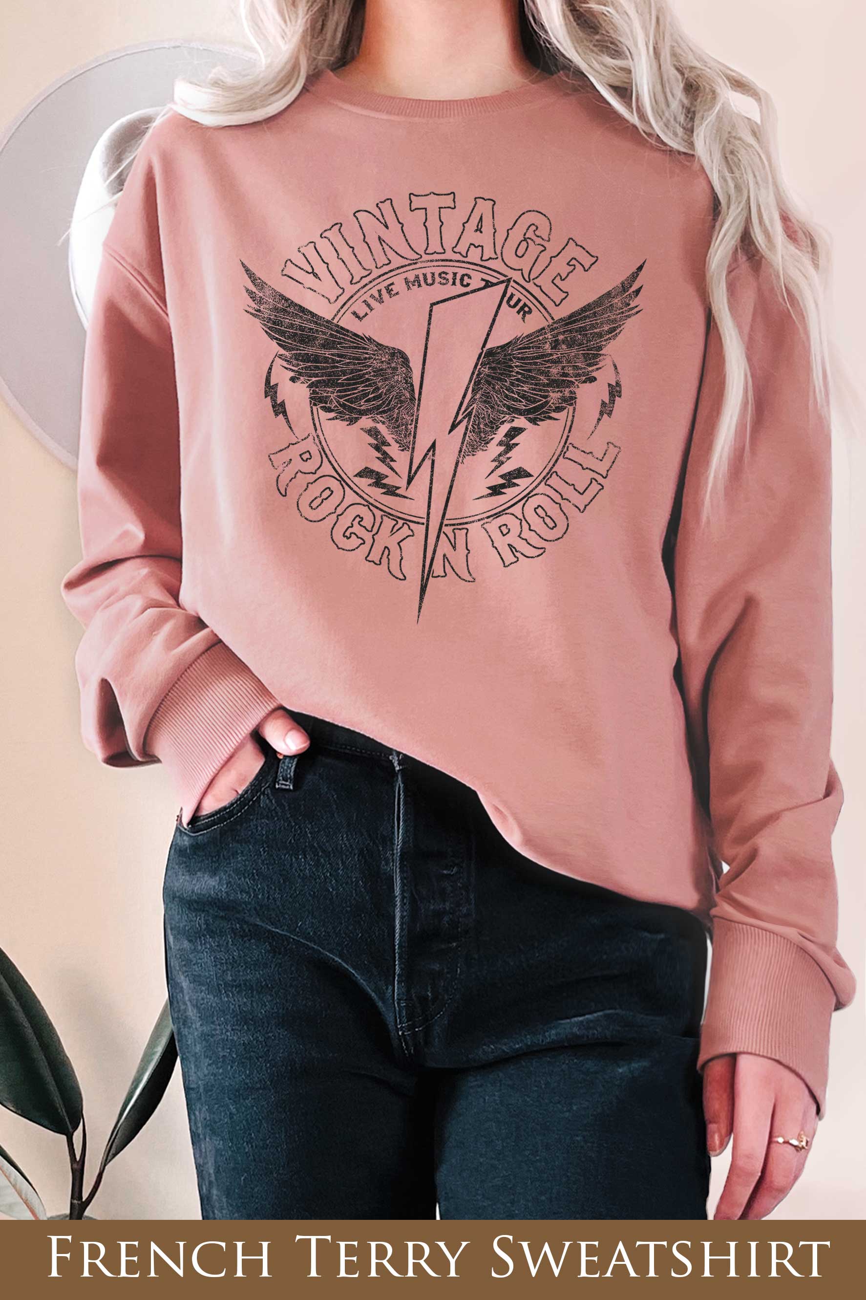 Vintage Rock and Roll Wings Graphix Terry - Adult & Kids T-Shirts, Sweatshirts & Hoodies apparel design preview 1