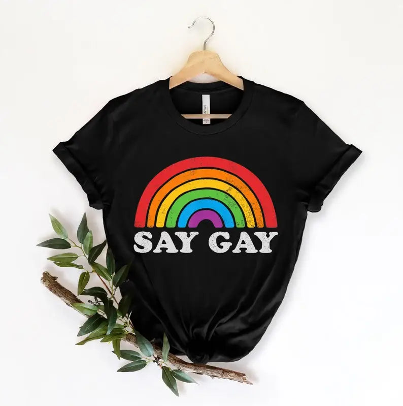 Say Gay Rainbow - Adult & Kids T-Shirts, Sweatshirts & Hoodies apparel design preview 1