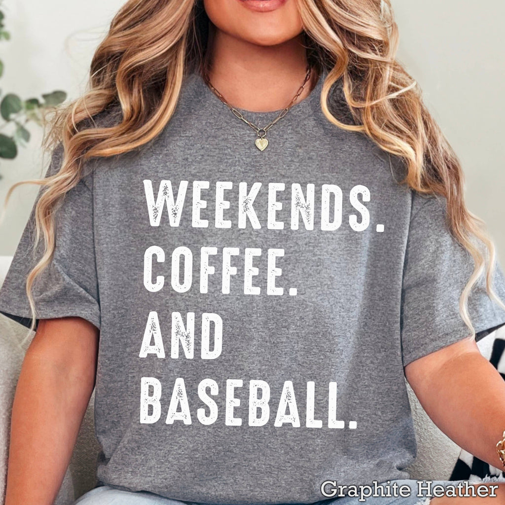 Weekends Coffee and Baseball Graphic Gildan - Adult & Kids T-Shirts, Sweatshirts & Hoodies apparel design preview 1