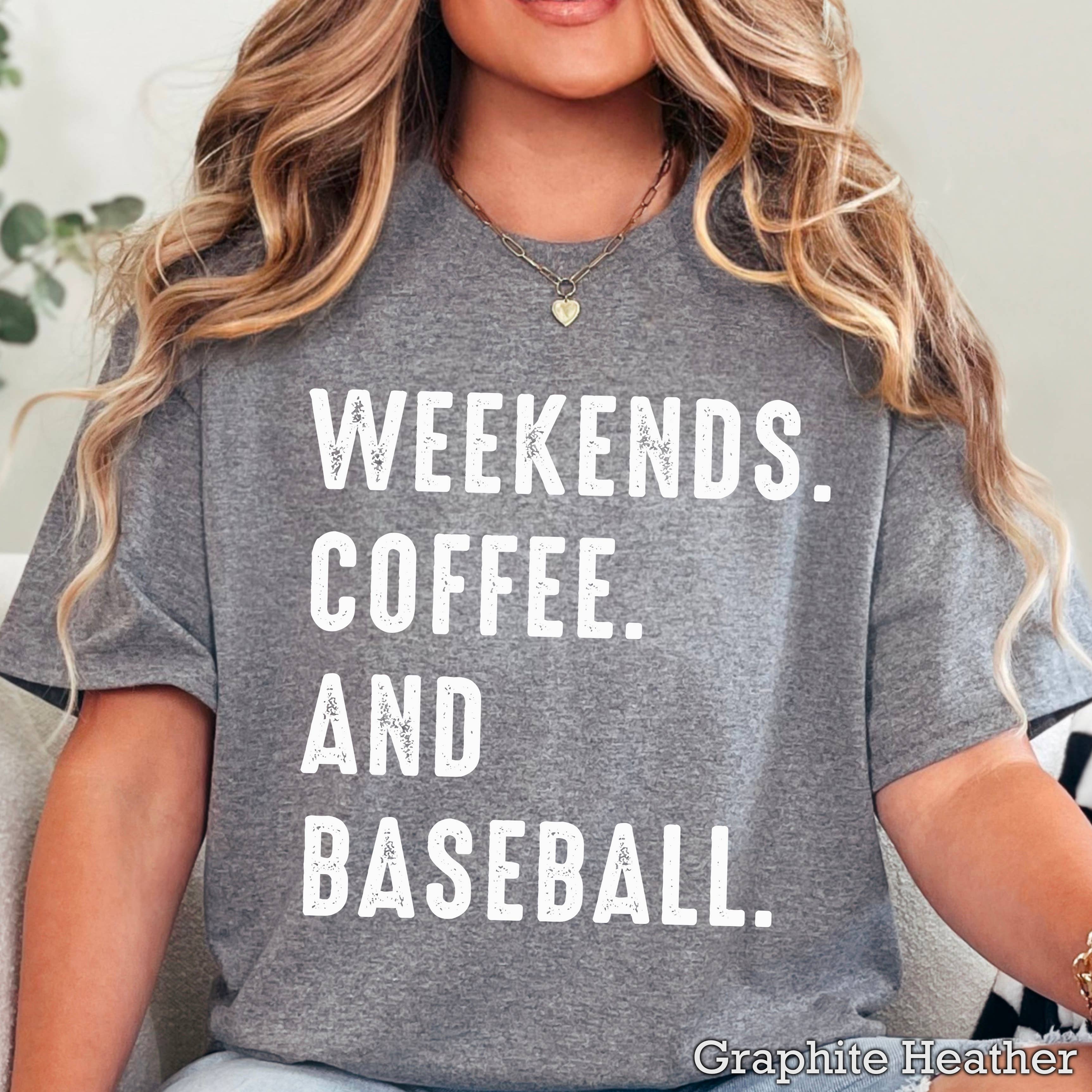 Weekends Coffee and Baseball Graphic Gildan - Adult & Kids T-Shirts, Sweatshirts & Hoodies apparel design preview 1