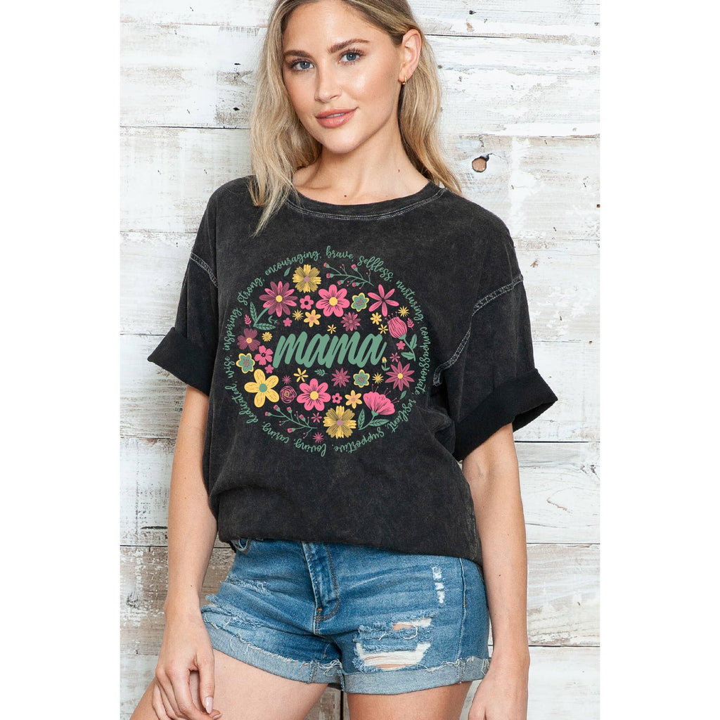 Floral Mama Oversize Mineral Wash - Adult & Kids T-Shirts, Sweatshirts & Hoodies apparel design preview 1