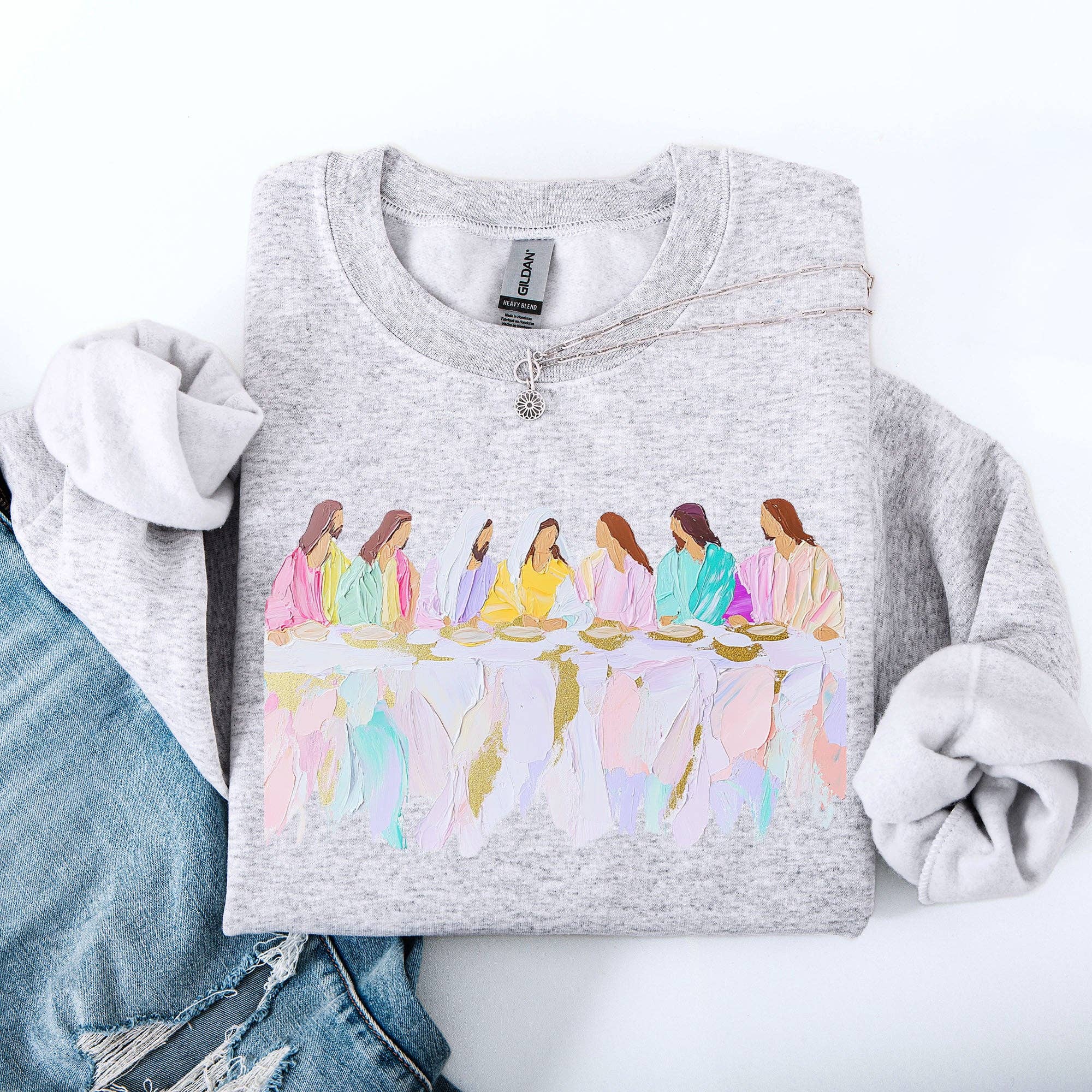 Glittery, Last Supper, Easter Religious Christian - Adult & Kids T-Shirts, Sweatshirts & Hoodies apparel design preview 1