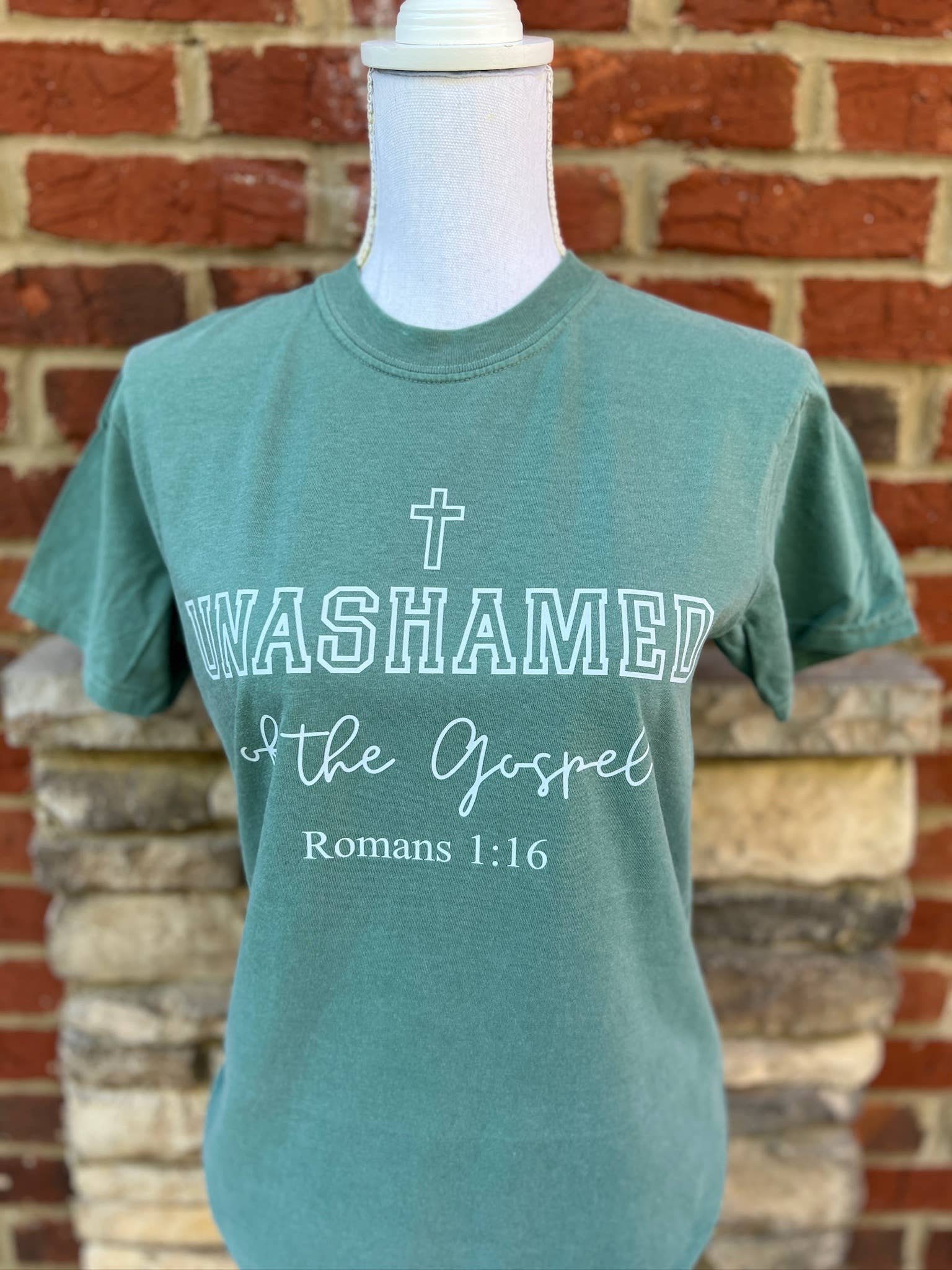 Unashamed of the Gospel On Comfort Colors Light Green - Adult & Kids T-Shirts, Sweatshirts & Hoodies apparel design preview 1