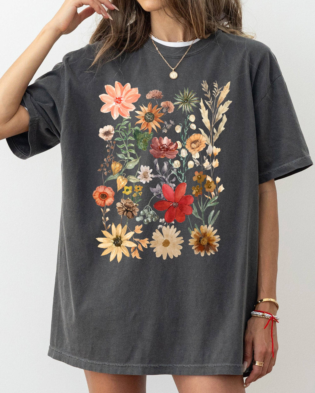 Autumn Pressed Flowers, Leaves, Botanical, Fall - Adult & Kids T-Shirts, Sweatshirts & Hoodies apparel design preview 1