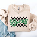 Checkered, Lucky, St Patrick's Day, Shamrock - Adult & Kids T-Shirts, Sweatshirts & Hoodies apparel design preview 1