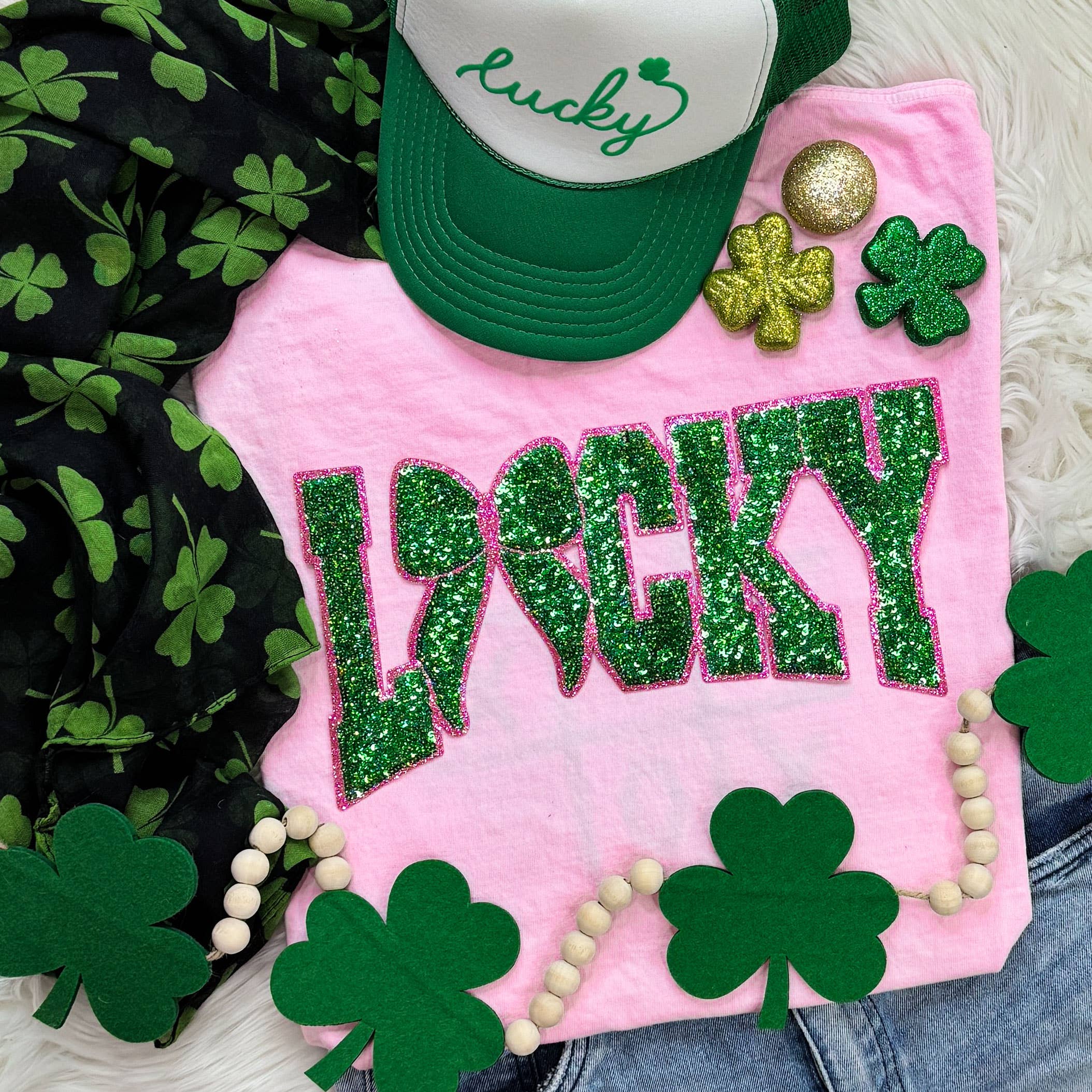 Sequin Lucky Patch Blossom - Adult & Kids T-Shirts, Sweatshirts & Hoodies apparel design preview 1