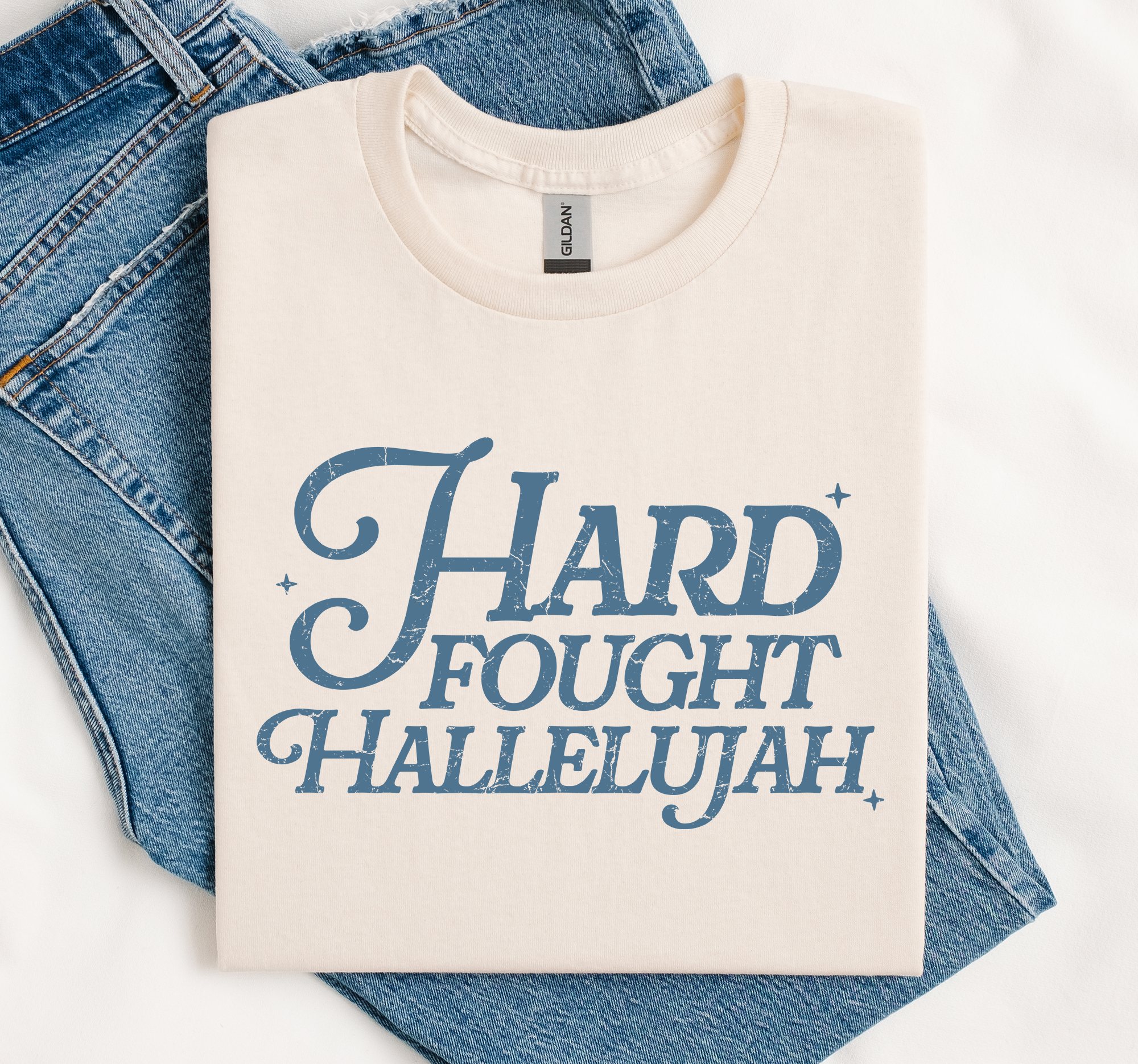 Hard Fought Hallelujah, Faith Religious, Soft Gildan - Adult & Kids T-Shirts, Sweatshirts & Hoodies apparel design preview 1