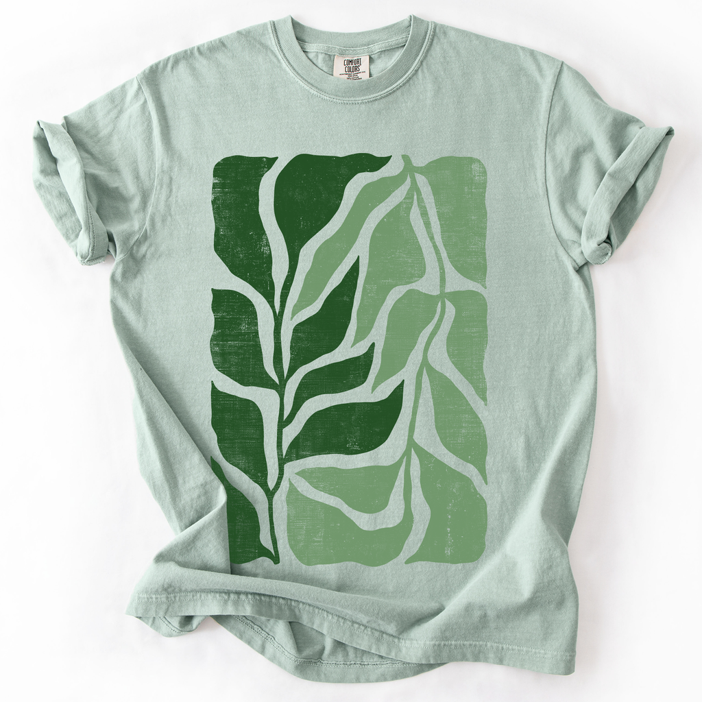 Green Leaf Botanica, Vintage Boho, Nature - Adult & Kids T-Shirts, Sweatshirts & Hoodies apparel design preview 1