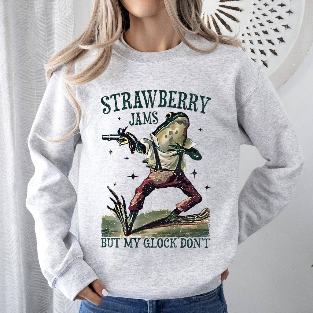 Strawberry Jams, Glock Don't, Frog, Meme, Trendy, - Adult & Kids T-Shirts, Sweatshirts & Hoodies apparel design preview 1