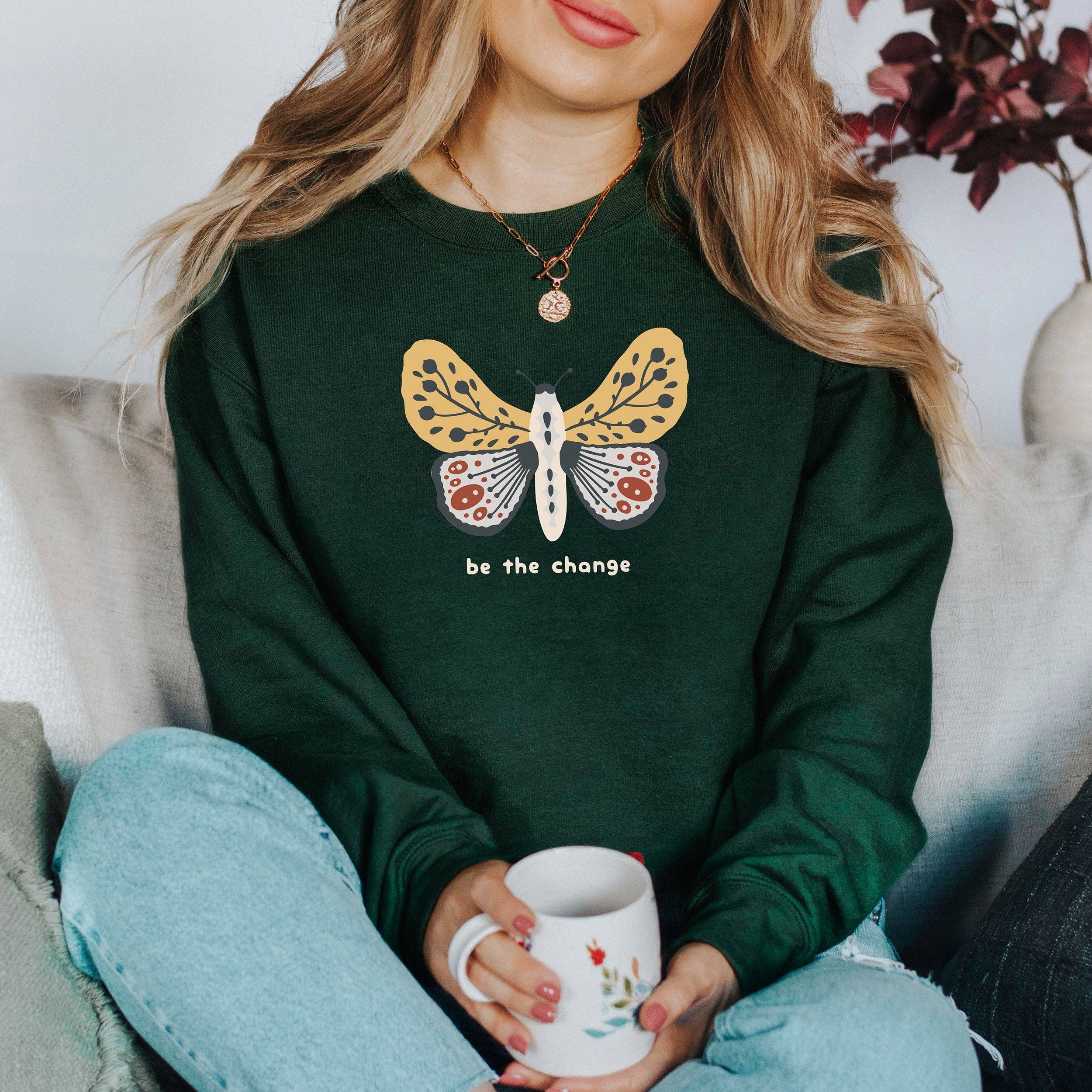 Be the Change Moth Positivity - Adult & Kids T-Shirts, Sweatshirts & Hoodies apparel design preview 1