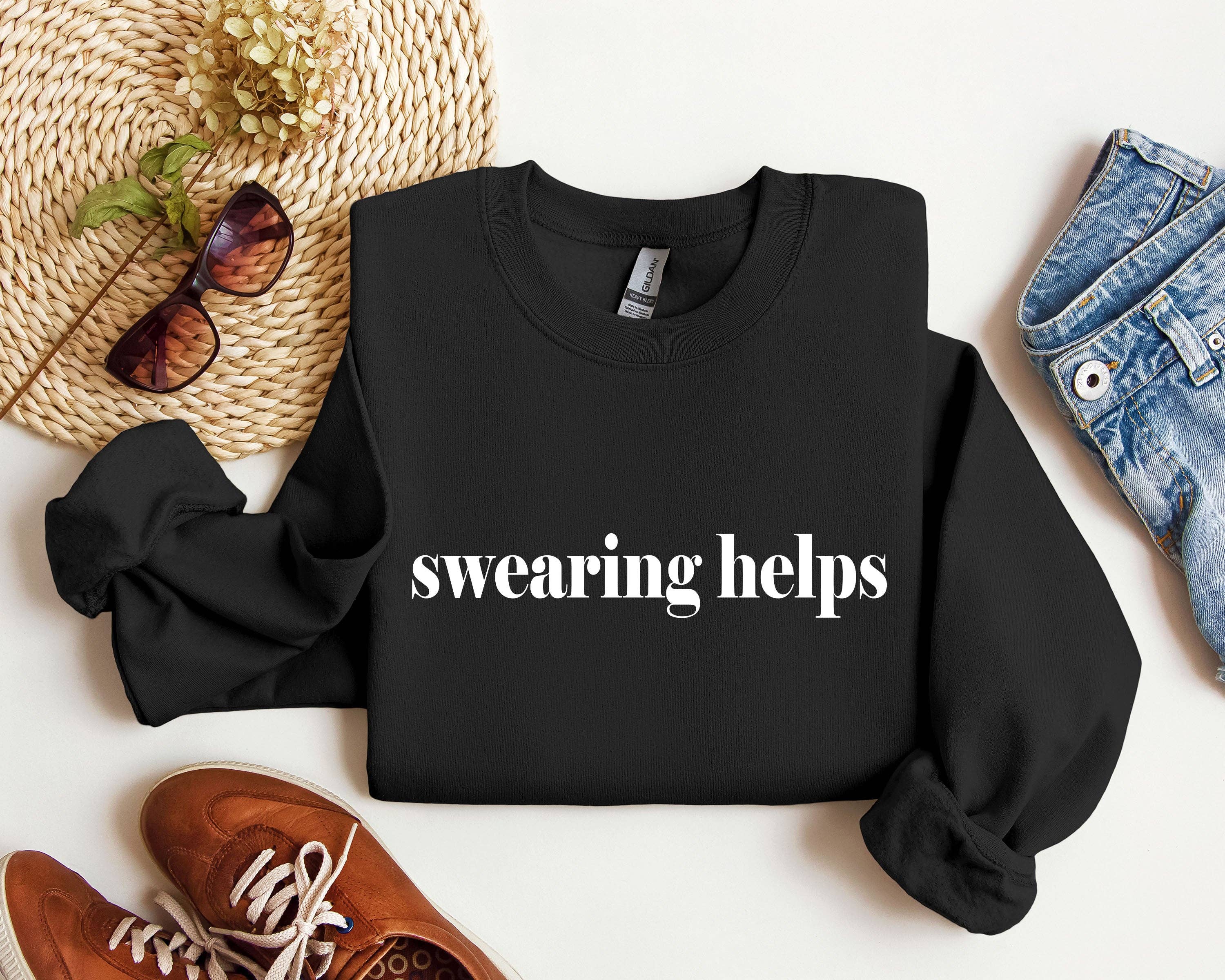 Swearing Helps Funny Sarcastic College - Adult & Kids T-Shirts, Sweatshirts & Hoodies apparel design preview 1