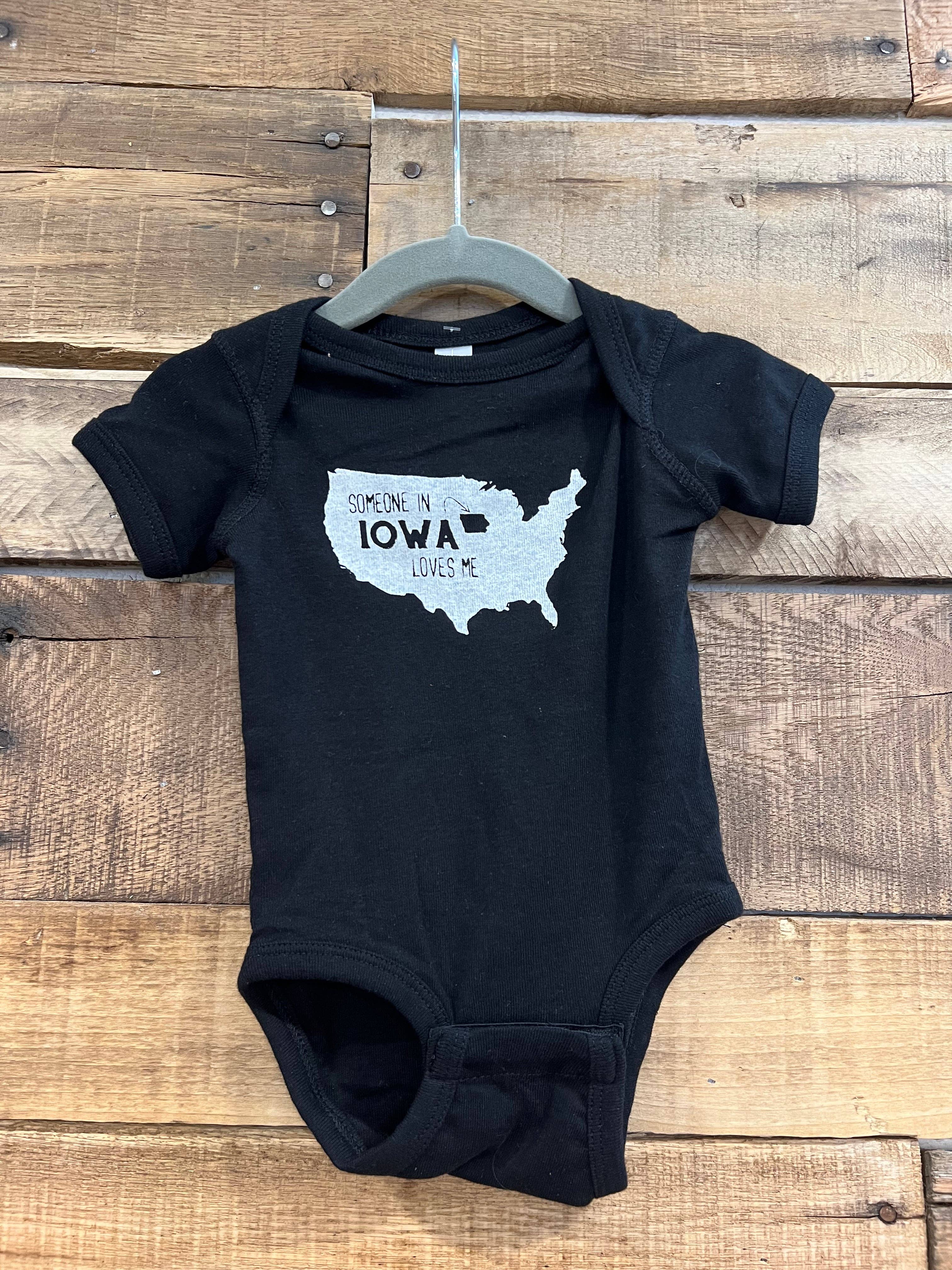 Someone in Iowa Loves Me (Black) Onesie - Adult & Kids T-Shirts, Sweatshirts & Hoodies apparel design preview 1