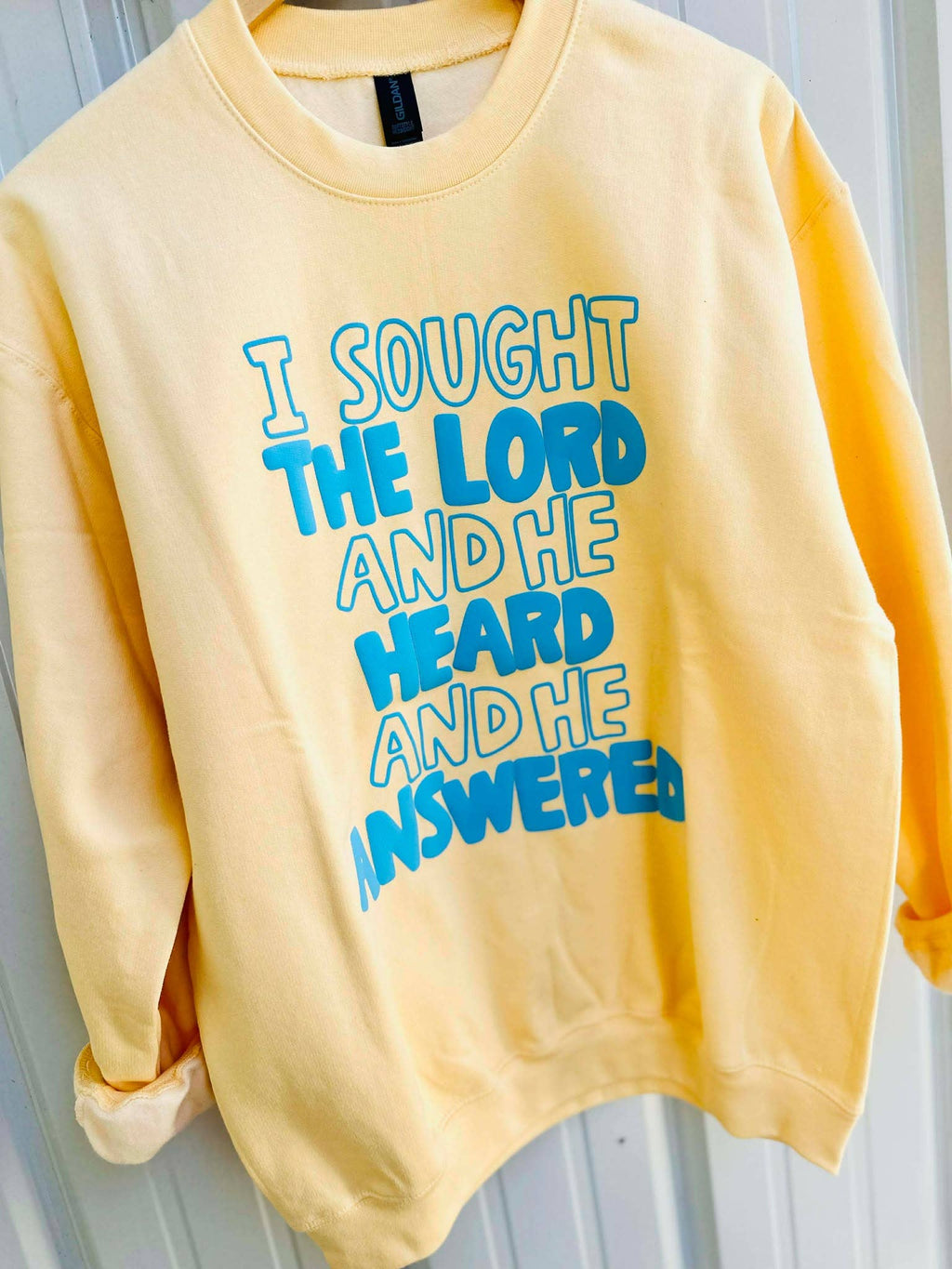 Sought the Lord He Answered Puff Vinyl Graphic - Adult & Kids T-Shirts, Sweatshirts & Hoodies apparel design preview 1