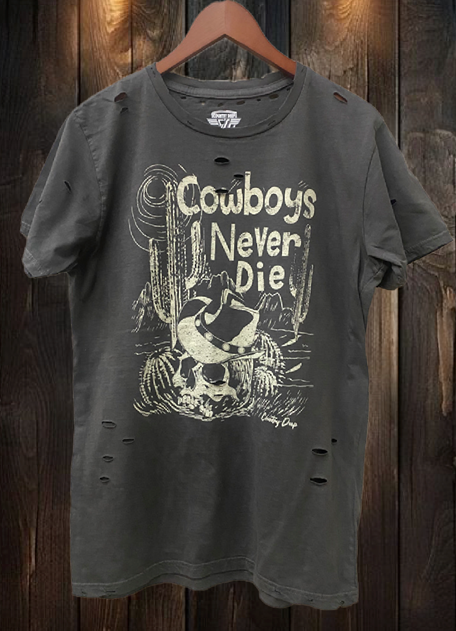 Cowboys Never Die Distressed - Adult & Kids T-Shirts, Sweatshirts & Hoodies apparel design preview 1