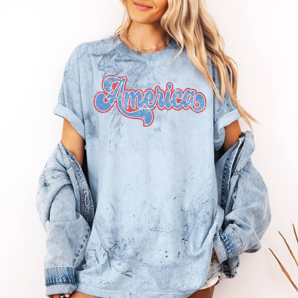 Retro America, Patriotic USA 4th of July, Color Blast - Adult & Kids T-Shirts, Sweatshirts & Hoodies apparel design preview 1