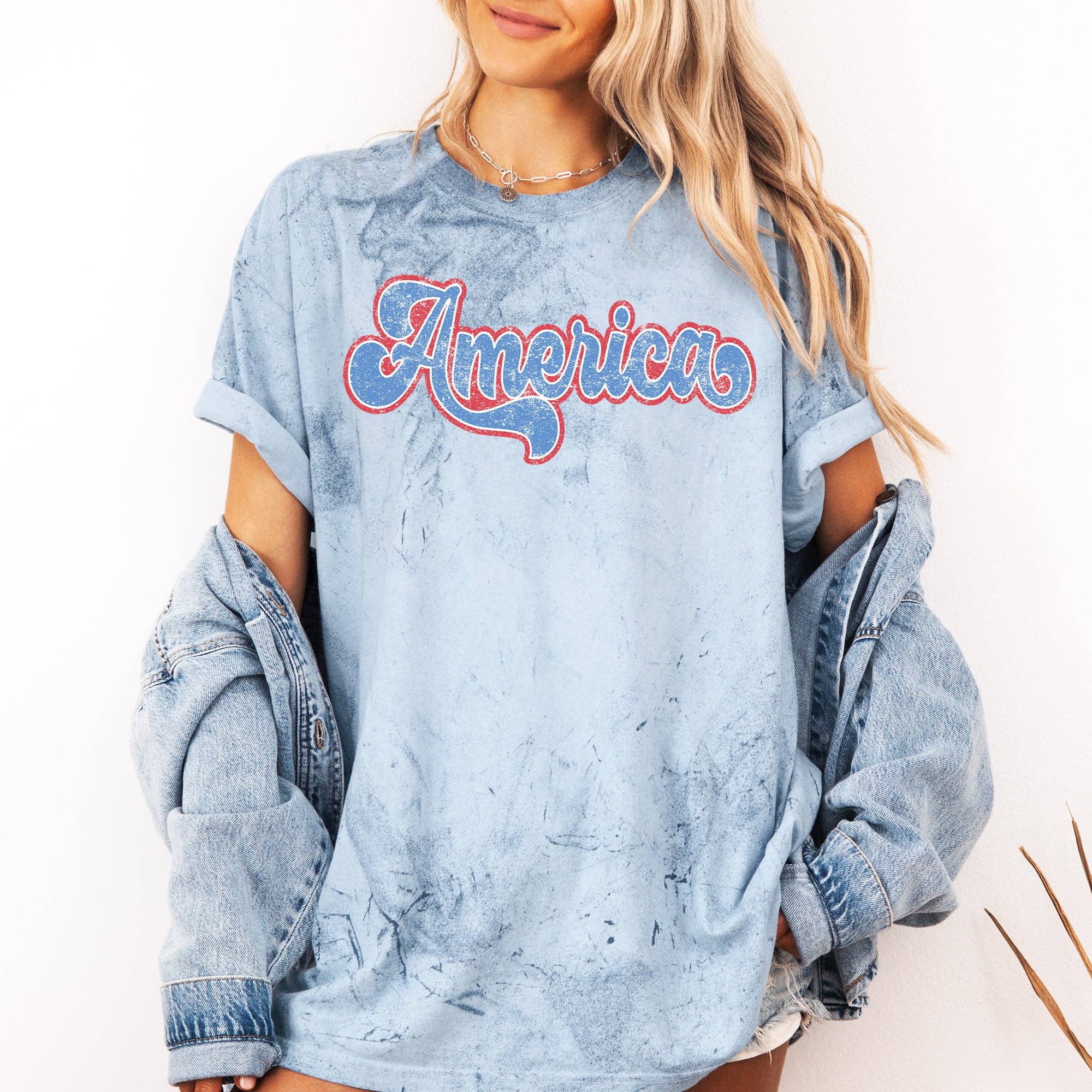Retro America, Patriotic USA 4th of July, Color Blast - Adult & Kids T-Shirts, Sweatshirts & Hoodies apparel design preview 1