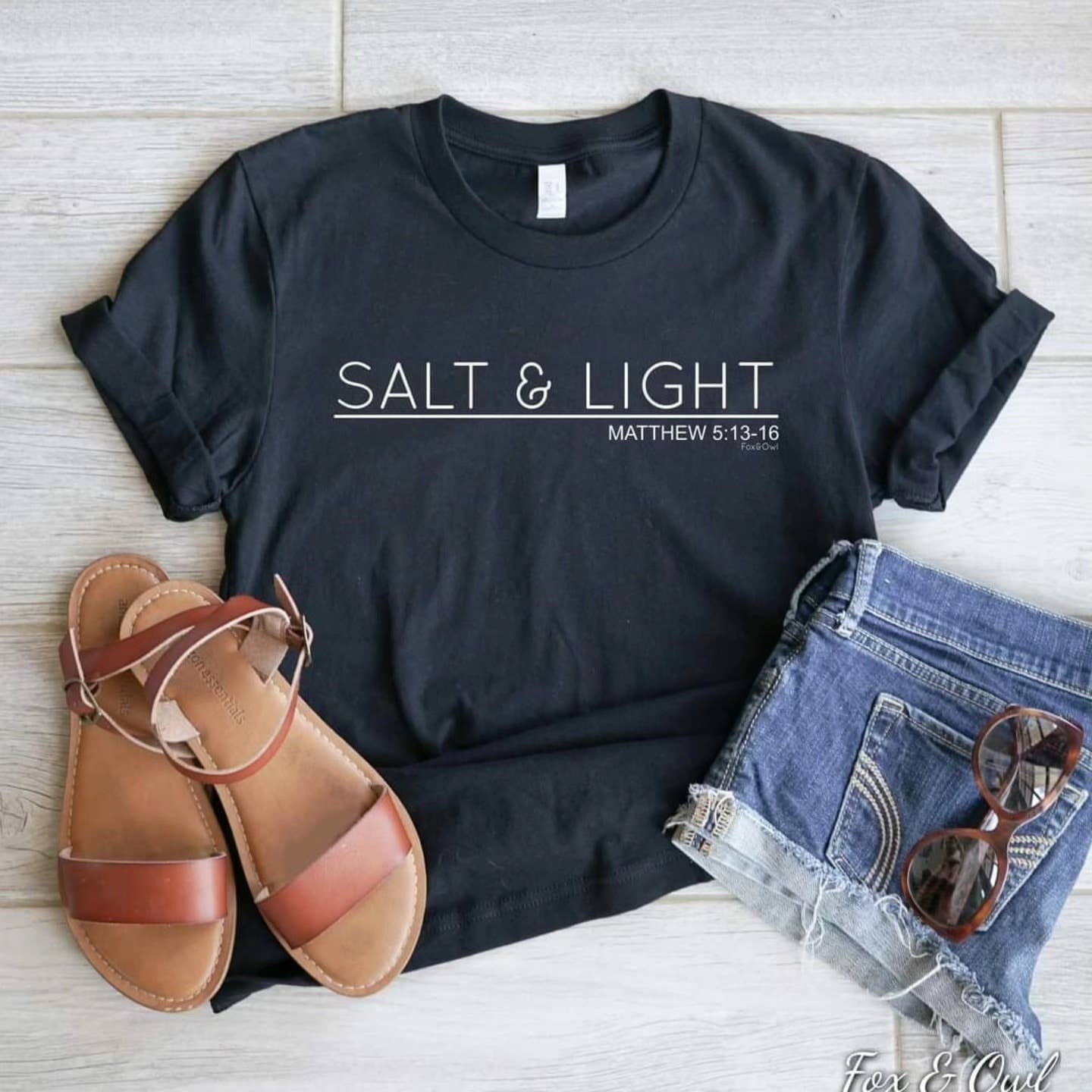 Salt Light Black Faith Based Everyday Graphic - Adult & Kids T-Shirts, Sweatshirts & Hoodies apparel design preview 1