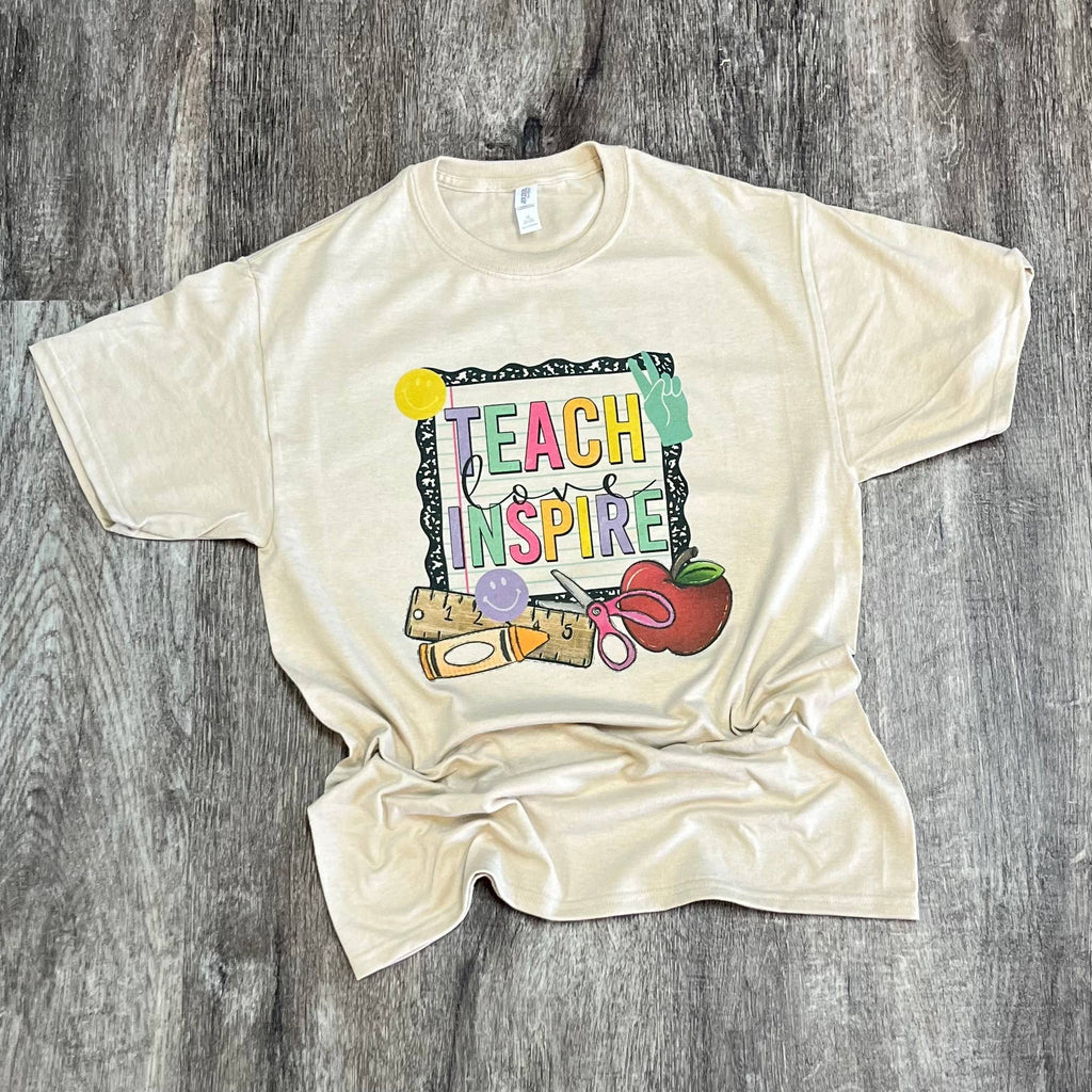 Teach Love Inspire On Sand - Adult & Kids T-Shirts, Sweatshirts & Hoodies apparel design preview 1