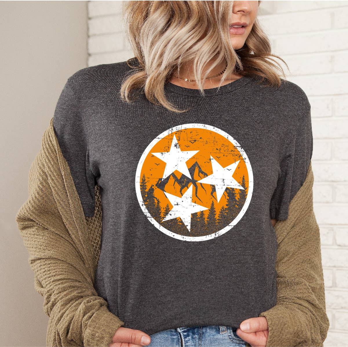Tennessee Mountains Dark Heather Gray - Adult & Kids T-Shirts, Sweatshirts & Hoodies apparel design preview 1