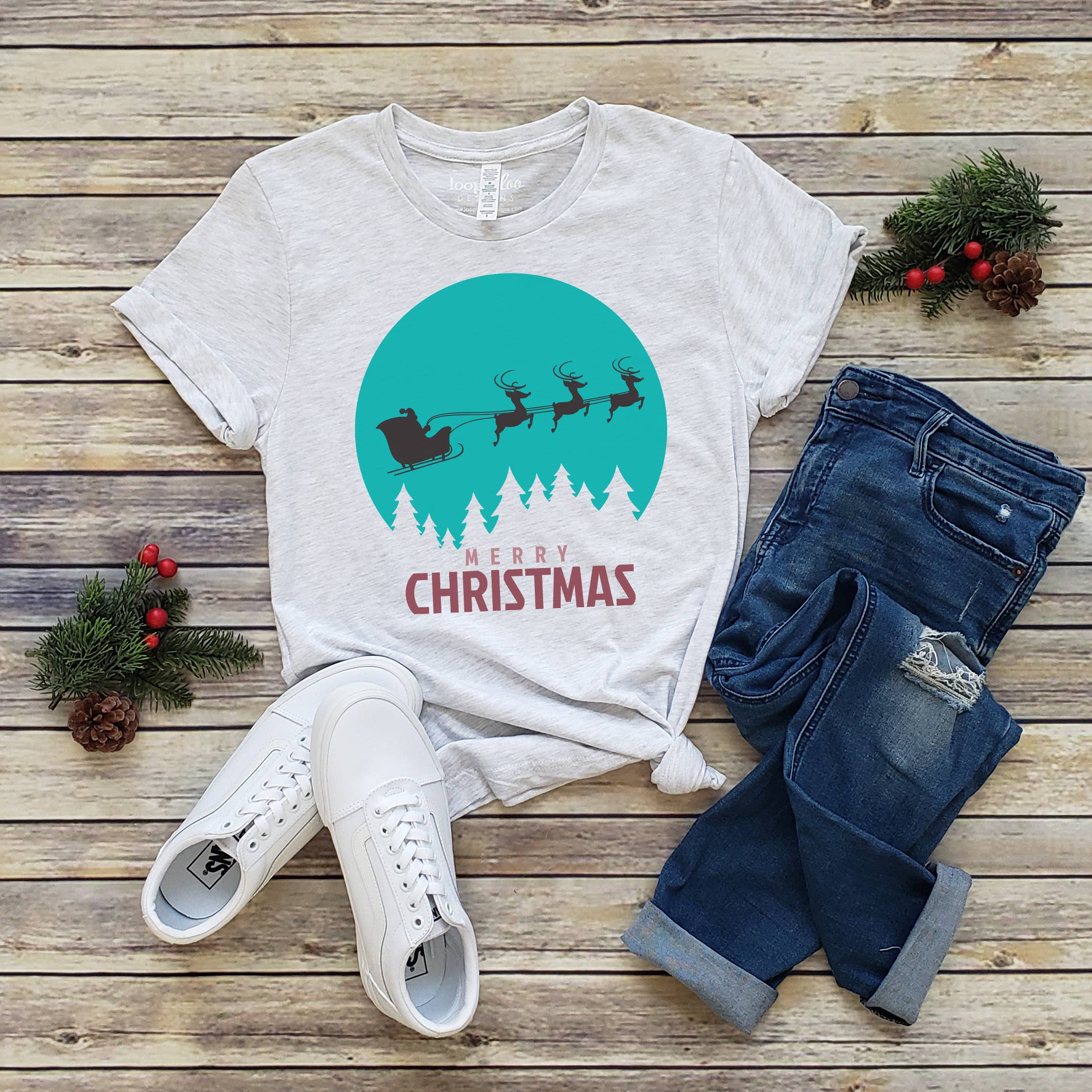 Santas Sleigh Christmas Sizes XS-2XL - Adult & Kids T-Shirts, Sweatshirts & Hoodies apparel design preview 1