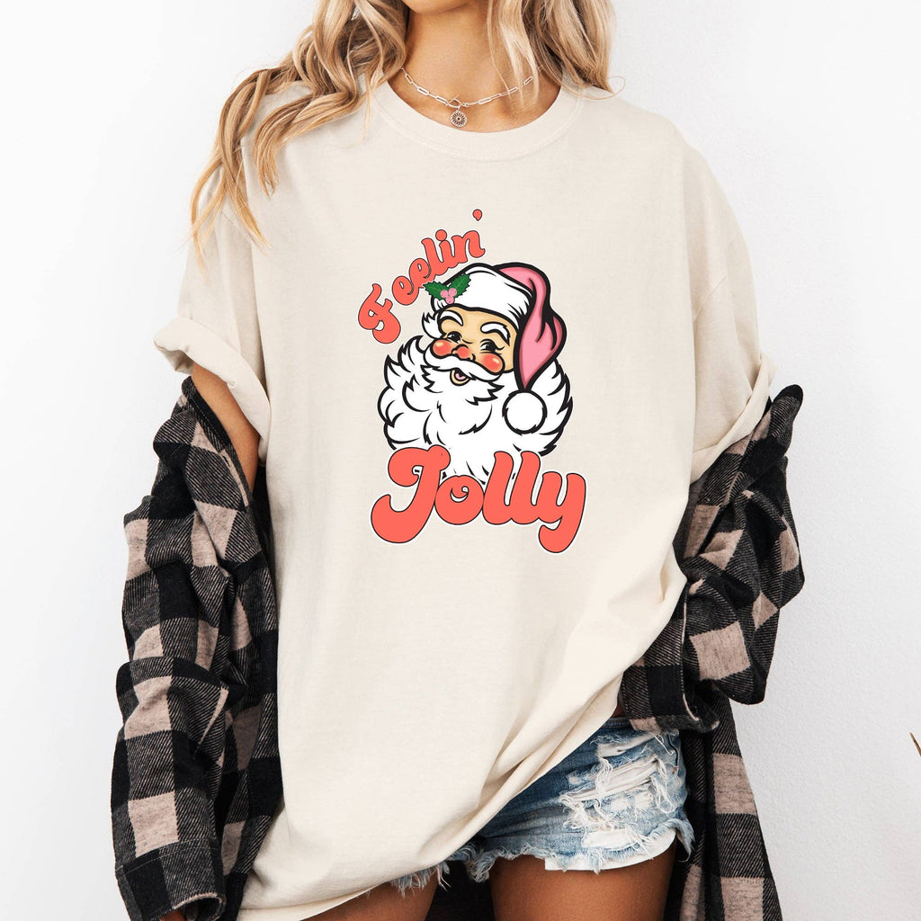 Feelin Jolly, Retro Santa, Christmas, Classic, Xmas - Adult & Kids T-Shirts, Sweatshirts & Hoodies apparel design preview 1