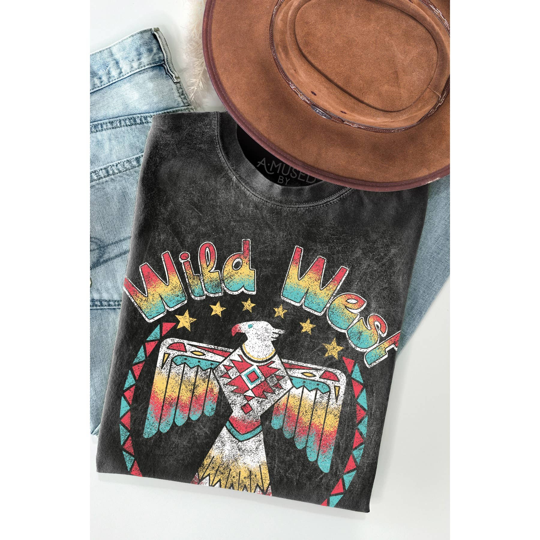Wild West Aztec Bird Mineral Wash - Adult & Kids T-Shirts, Sweatshirts & Hoodies apparel design preview 1