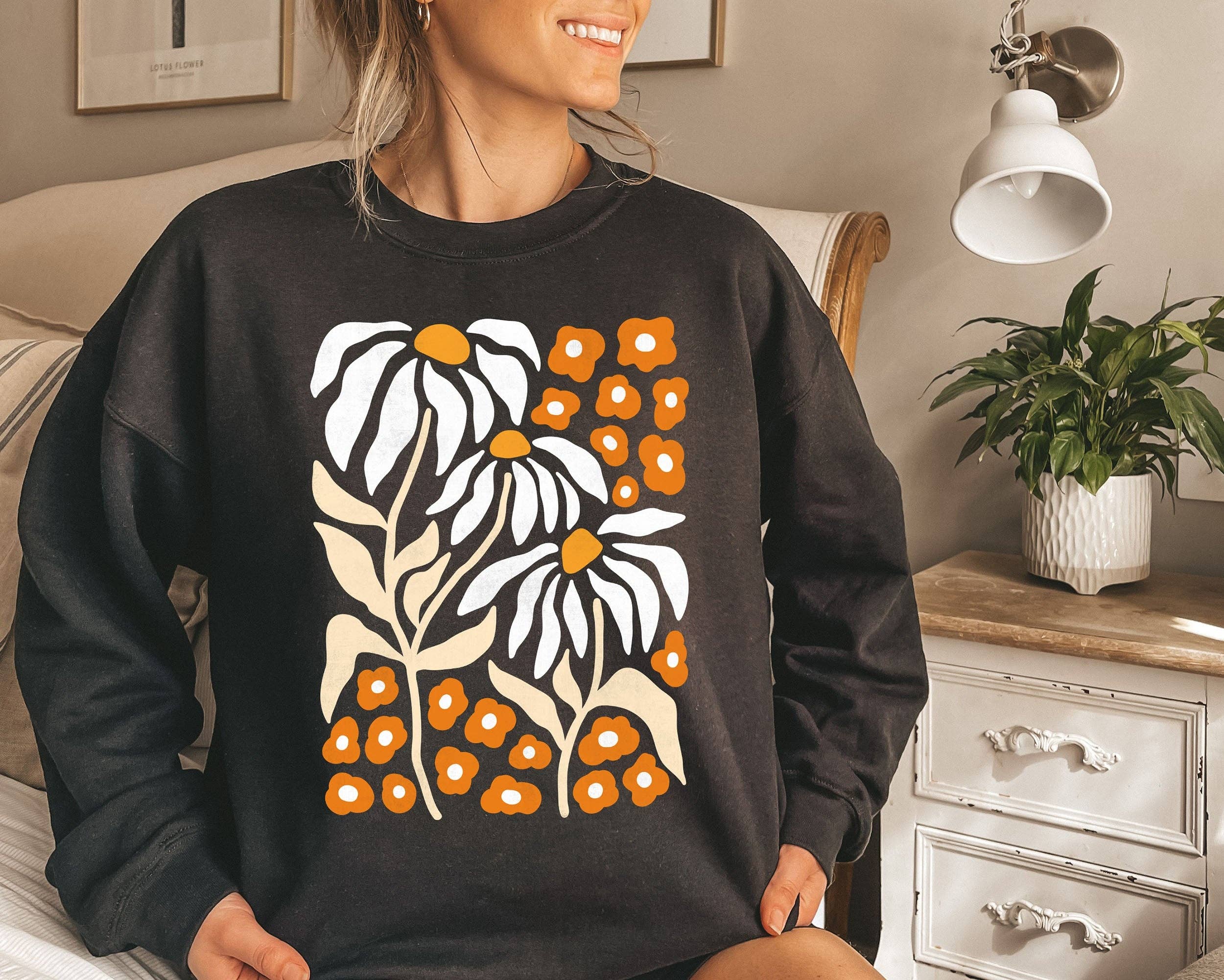 Boho Botanical Daisy Art Nouveau Floral - Adult & Kids T-Shirts, Sweatshirts & Hoodies apparel design preview 1