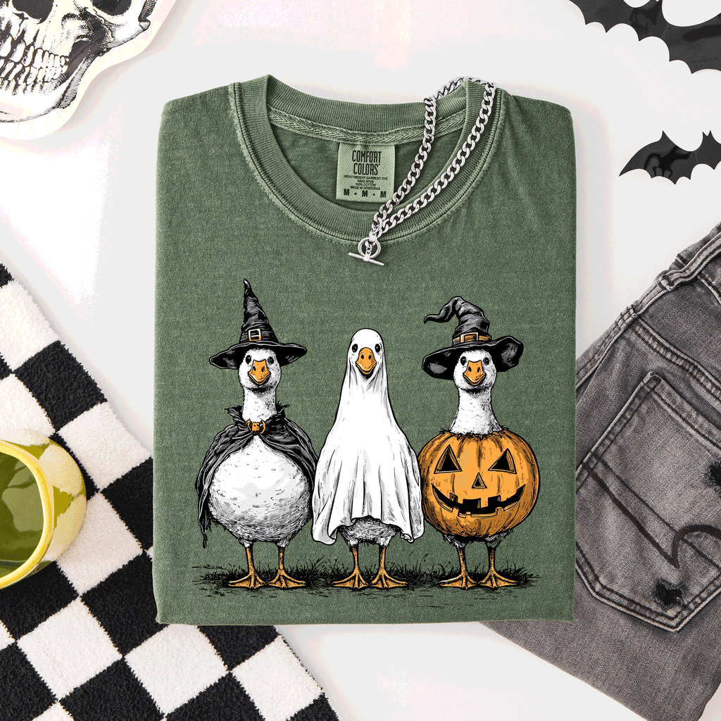 Cute Halloween Geese, Funny, Comfort Colors - Adult & Kids T-Shirts, Sweatshirts & Hoodies apparel design preview 1