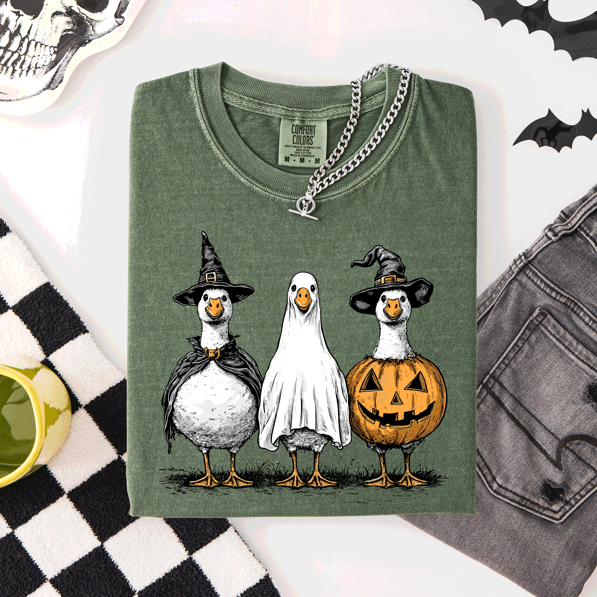 Cute Halloween Geese, Funny, Comfort Colors - Adult & Kids T-Shirts, Sweatshirts & Hoodies apparel design preview 1