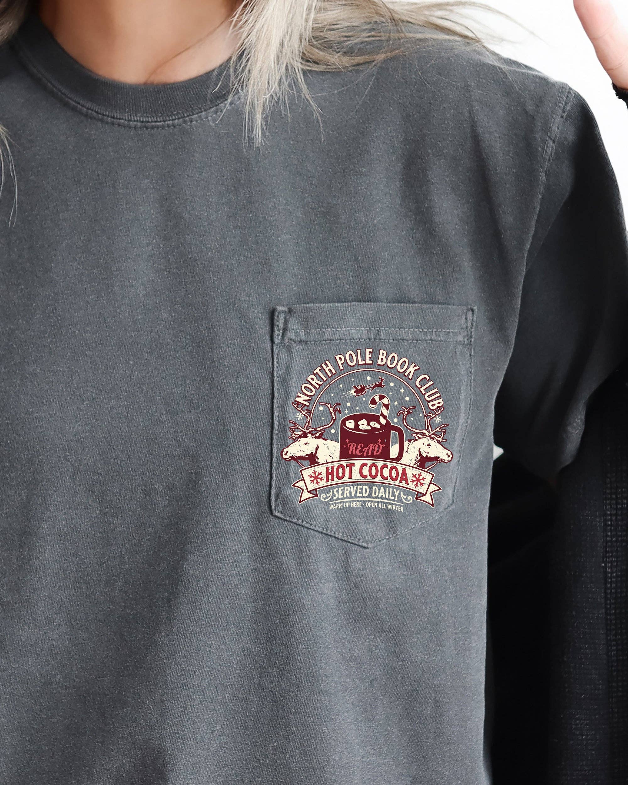 North Pole Book Club, Booktok, Christmas, Xmas Pocket - Adult & Kids T-Shirts, Sweatshirts & Hoodies apparel design preview 1