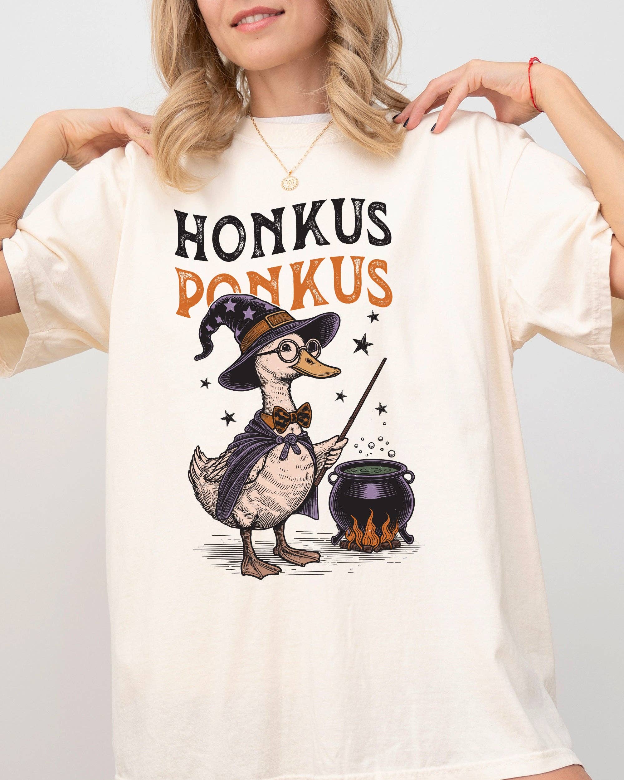 Honkus Poncus, Goose Duck Animal Farm Ghost Halloween - Adult & Kids T-Shirts, Sweatshirts & Hoodies apparel design preview 1