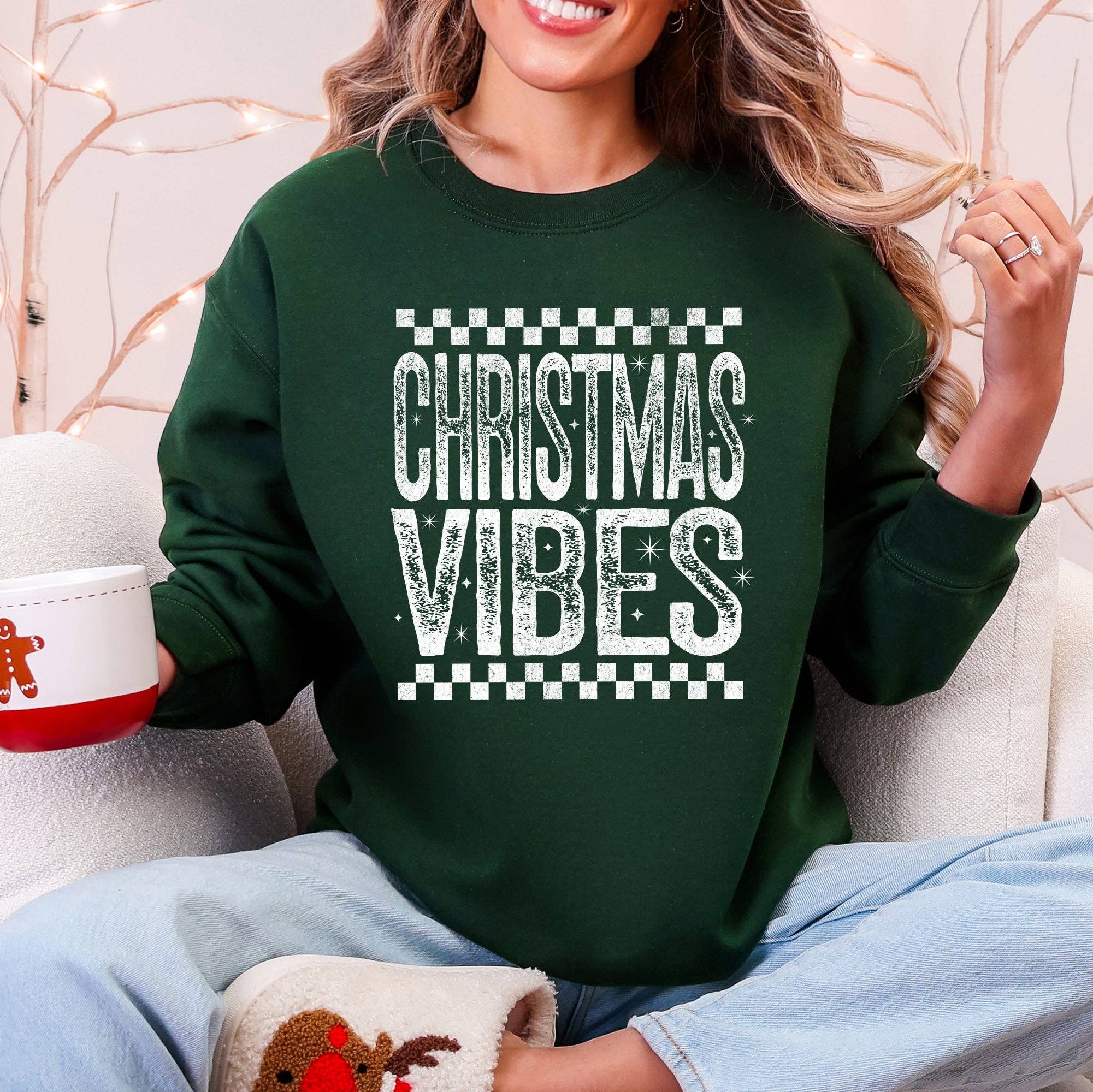 Christmas Vibes, Retro, Vintage, Cute, - Adult & Kids T-Shirts, Sweatshirts & Hoodies apparel design preview 1