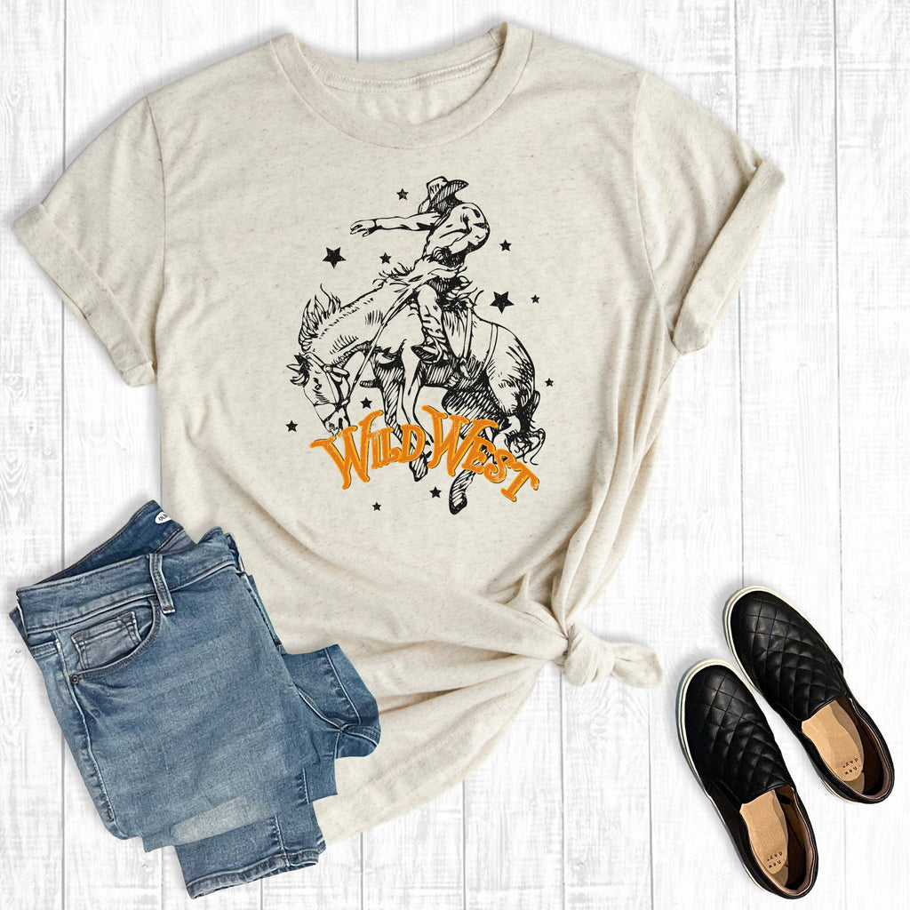 Wild West Bucking Horse Graphic - Adult & Kids T-Shirts, Sweatshirts & Hoodies apparel design preview 1