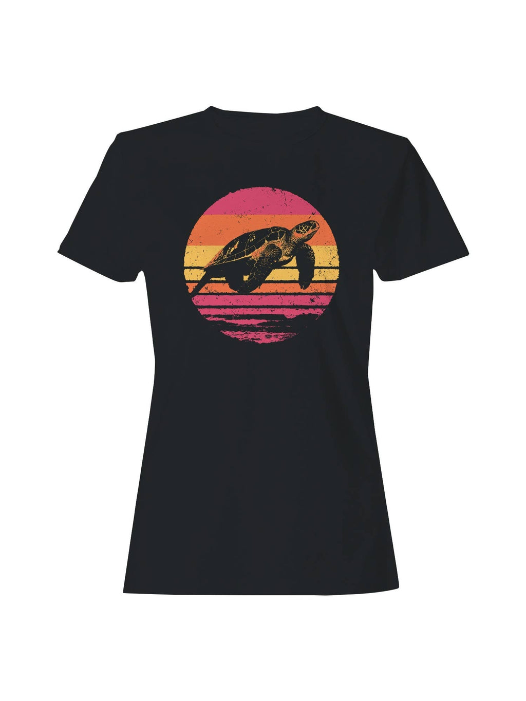 Vintage Sunset Sea Turtle Art Women's - Adult & Kids T-Shirts, Sweatshirts & Hoodies apparel design preview 1
