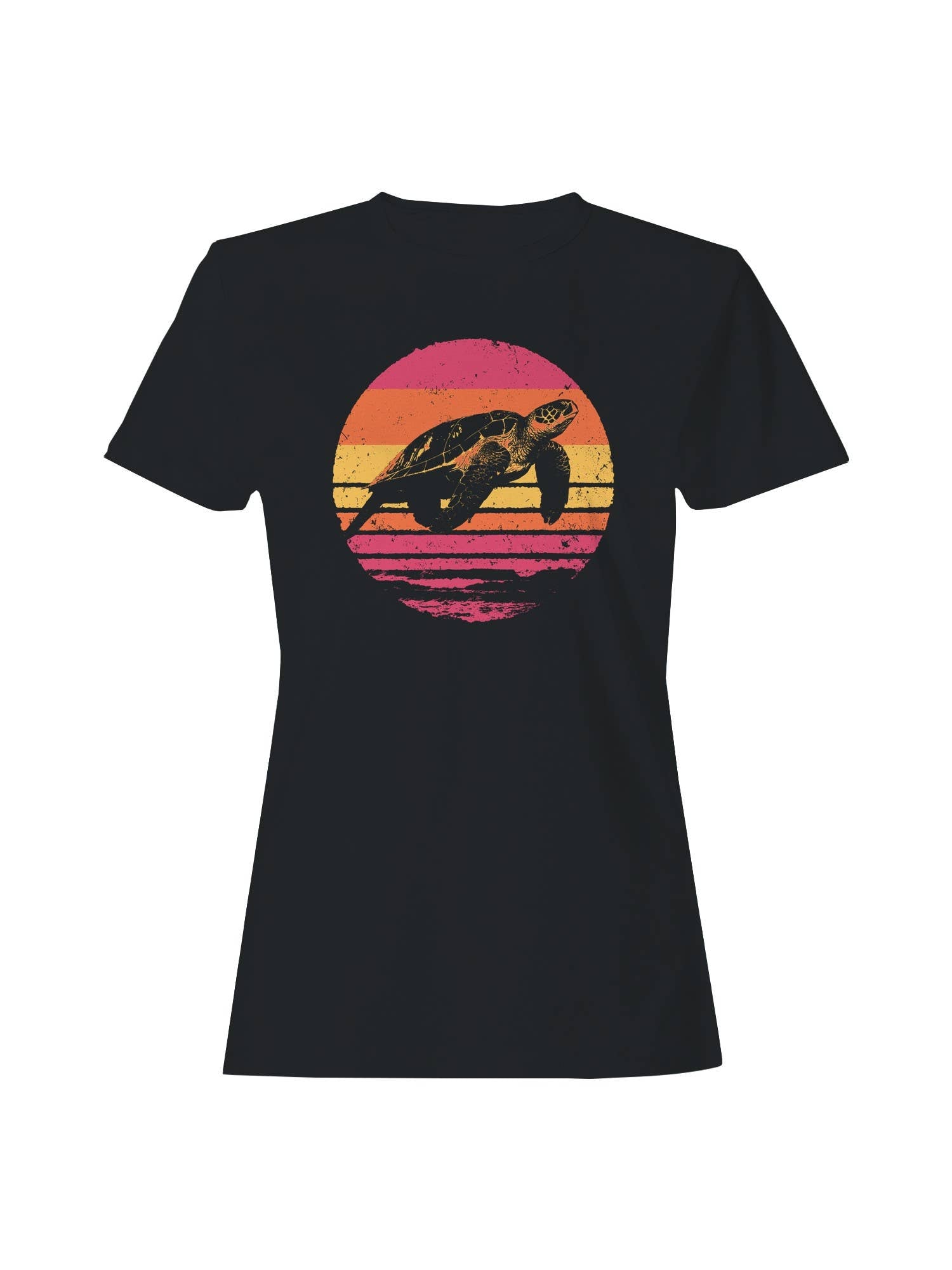 Vintage Sunset Sea Turtle Art Women's - Adult & Kids T-Shirts, Sweatshirts & Hoodies apparel design preview 1