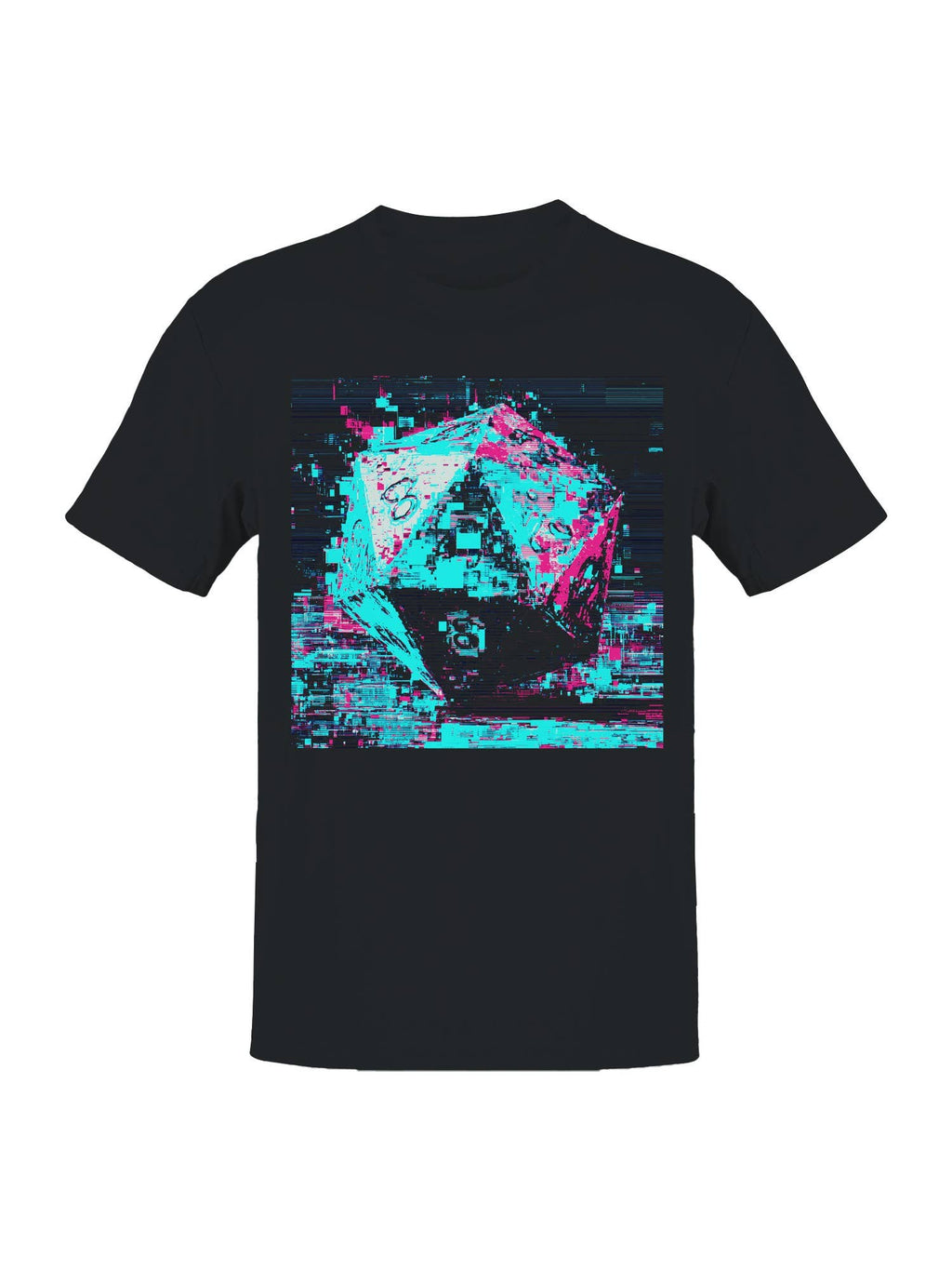 Glitched Neon D20 Dice Art Men's - Adult & Kids T-Shirts, Sweatshirts & Hoodies apparel design preview 1