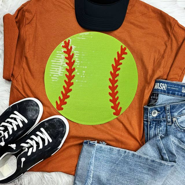 Sequin Softball Chenille Patch Everyday - Adult & Kids T-Shirts, Sweatshirts & Hoodies apparel design preview 1