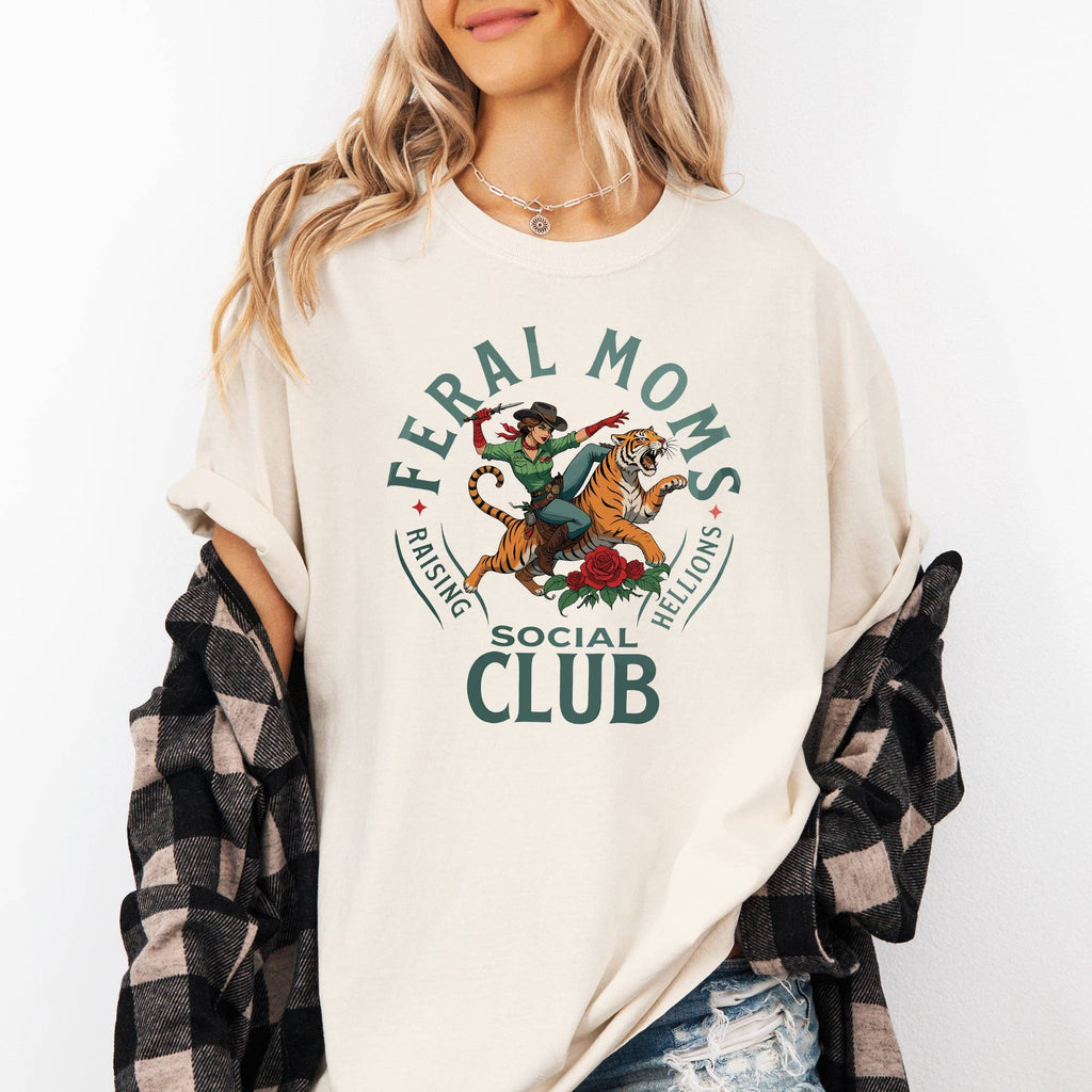 Feral Mom's Social Club, Funny, Tiger, Mother's Day - Adult & Kids T-Shirts, Sweatshirts & Hoodies apparel design preview 1