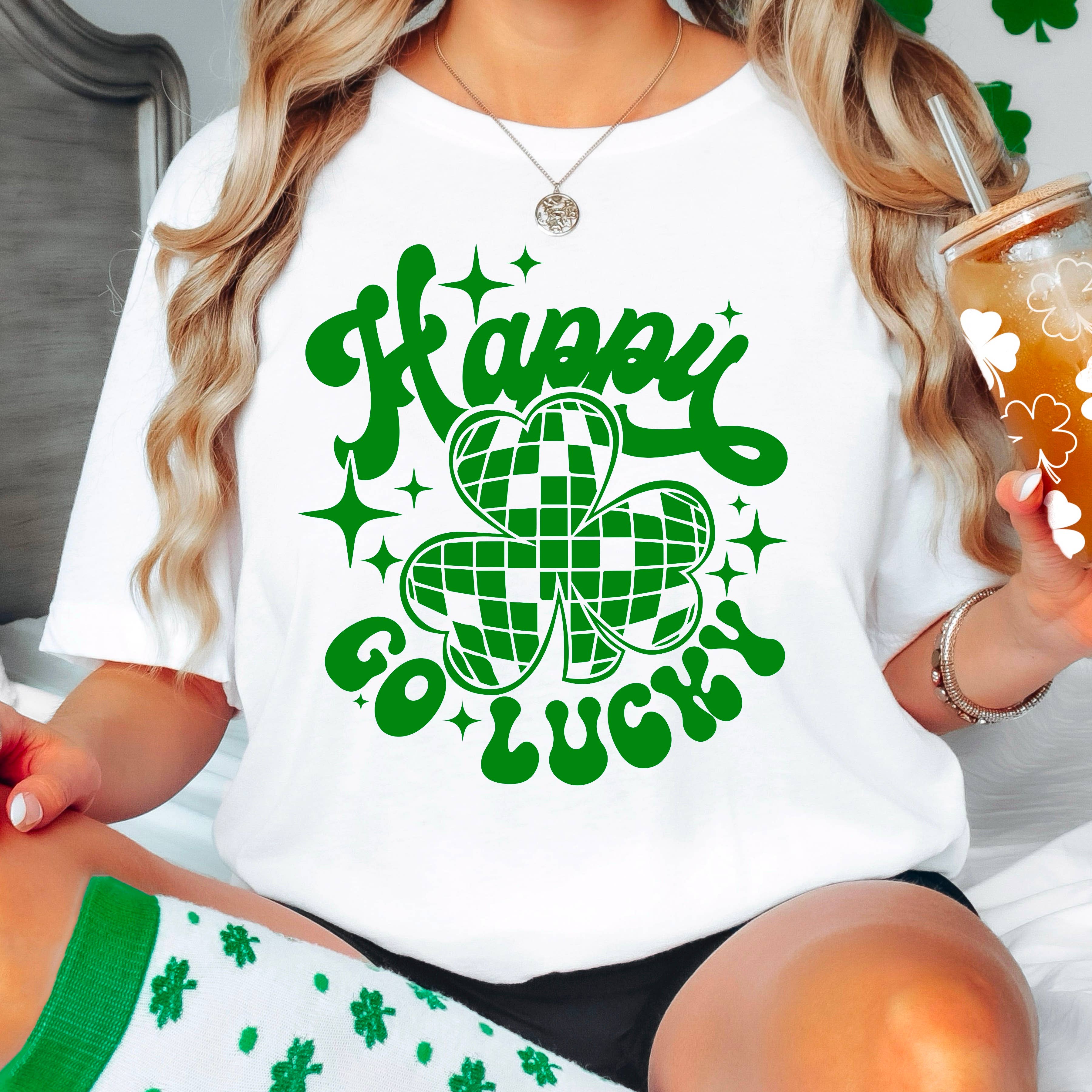 Happy Go Lucky St. Patricks Day Graphic Comfort Color - Adult & Kids T-Shirts, Sweatshirts & Hoodies apparel design preview 1
