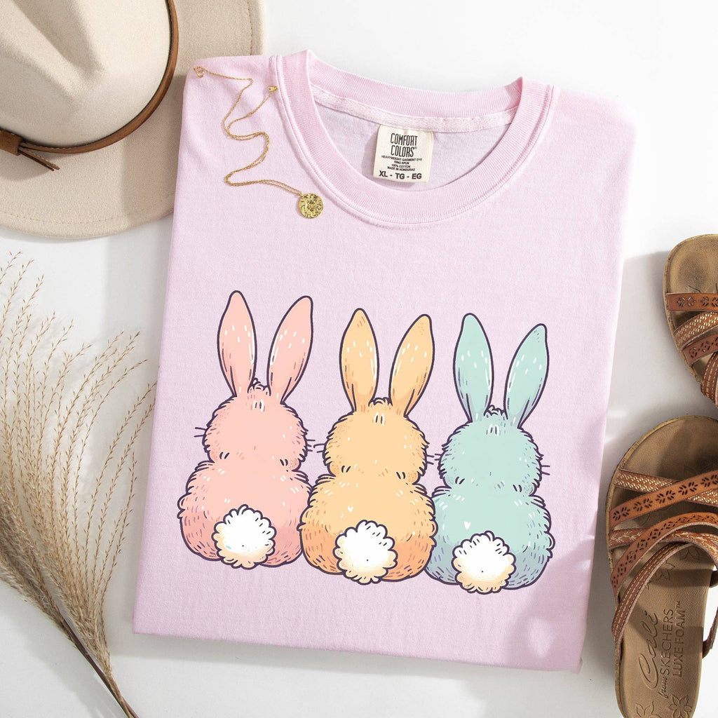 Adorable Bunnies in A Row, Easter Rabbit, Holiday - Adult & Kids T-Shirts, Sweatshirts & Hoodies apparel design preview 1