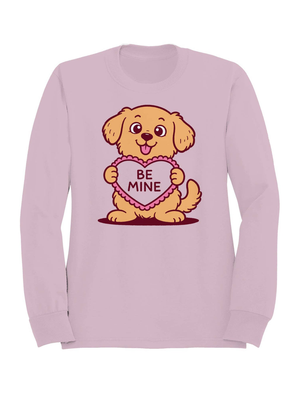 Cute Dog Holding Be Mine Heart Women's - Adult & Kids T-Shirts, Sweatshirts & Hoodies apparel design preview 1