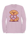 Cute Dog Holding Be Mine Heart Women's - Adult & Kids T-Shirts, Sweatshirts & Hoodies apparel design preview 1