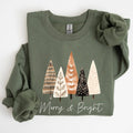 Merry and Bright, Christmas Trees, Hygge, Xmas - Adult & Kids T-Shirts, Sweatshirts & Hoodies apparel design preview 1