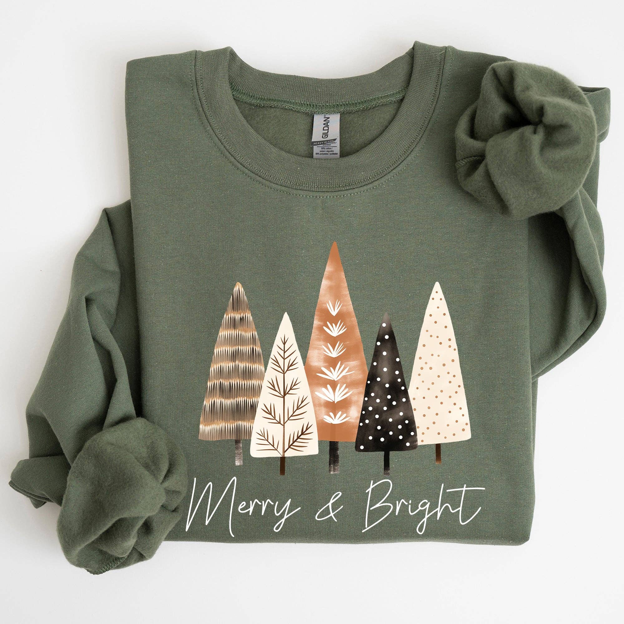 Merry and Bright, Christmas Trees, Hygge, Xmas - Adult & Kids T-Shirts, Sweatshirts & Hoodies apparel design preview 1