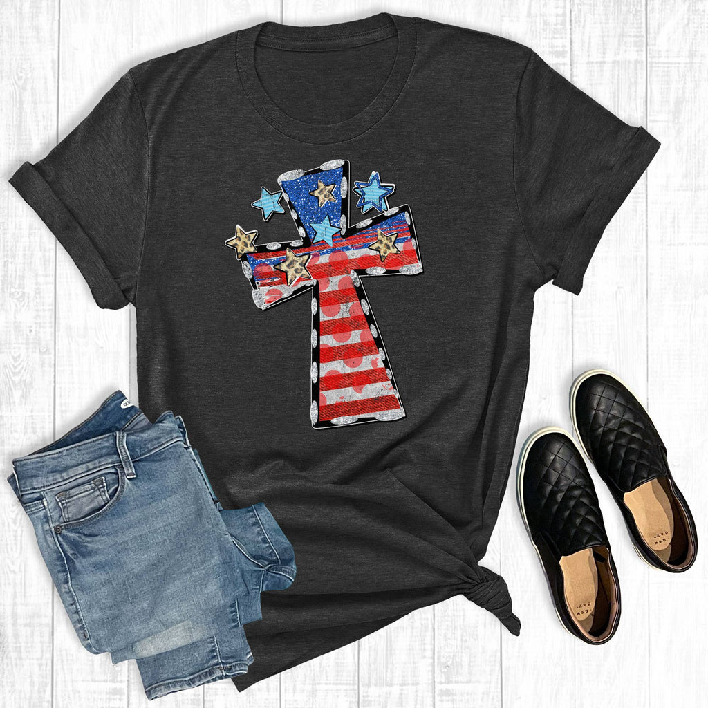 USA Leopard Star Cross - Adult & Kids T-Shirts, Sweatshirts & Hoodies apparel design preview 1