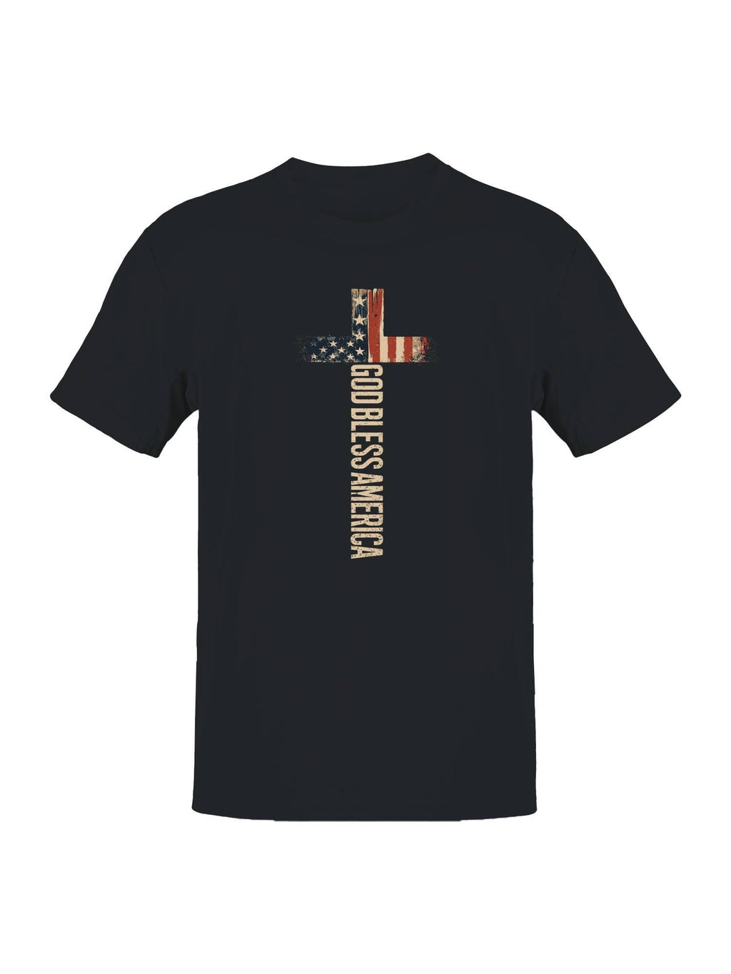 Patriotic Cross "God Bless America Men's - Adult & Kids T-Shirts, Sweatshirts & Hoodies apparel design preview 1