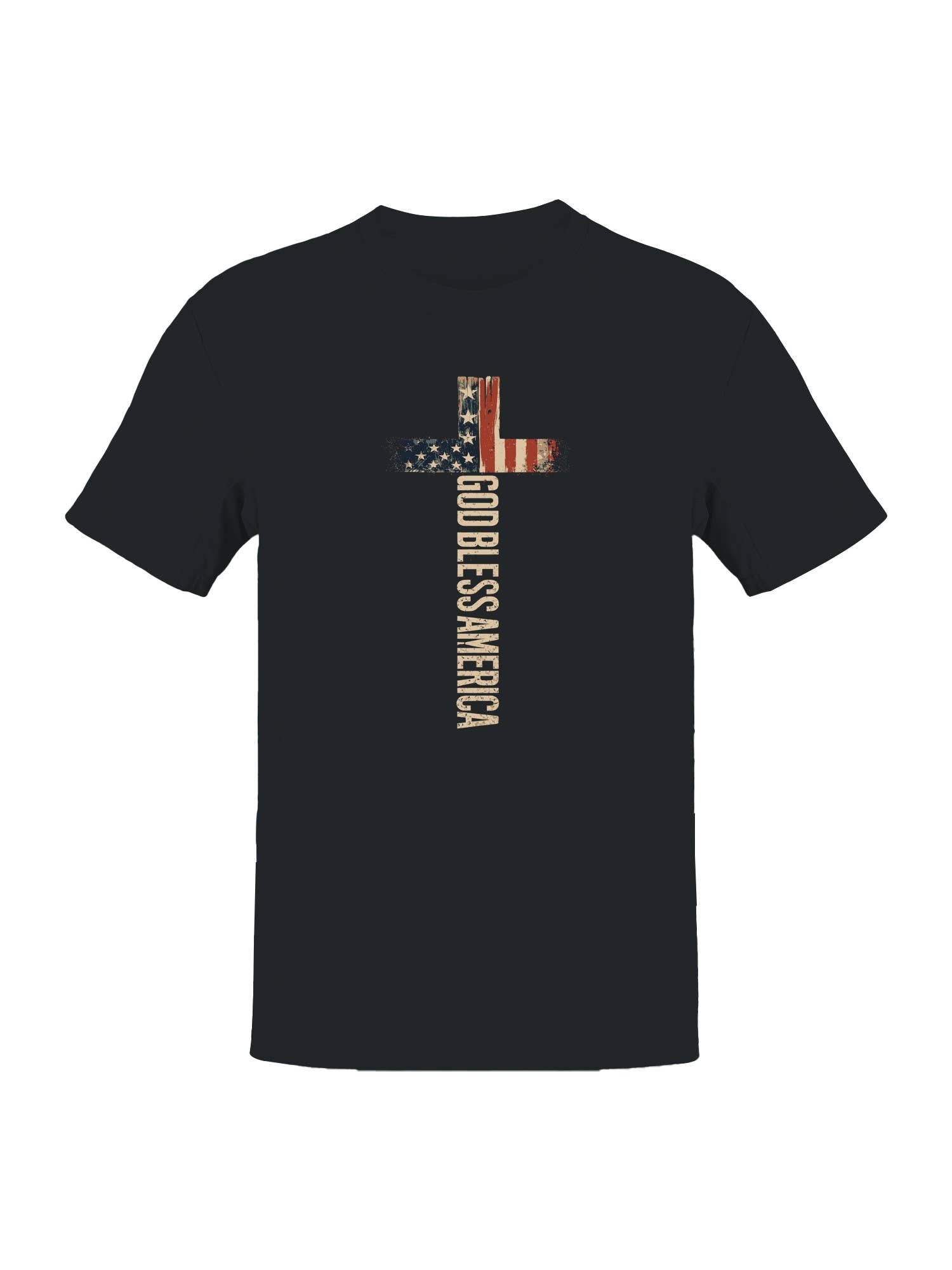 Patriotic Cross "God Bless America Men's - Adult & Kids T-Shirts, Sweatshirts & Hoodies apparel design preview 1