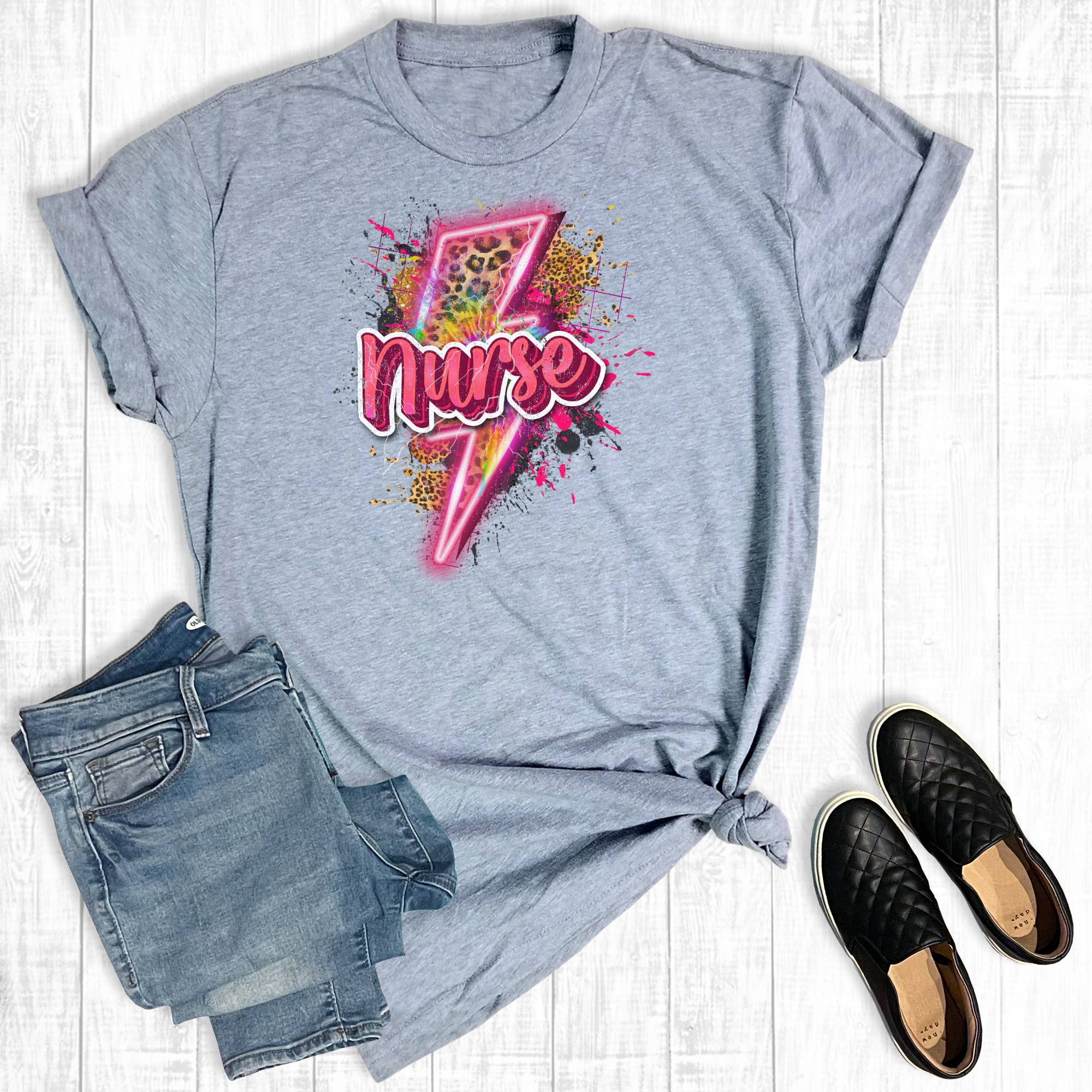 Leopard Nurse Bolt - Adult & Kids T-Shirts, Sweatshirts & Hoodies apparel design preview 1