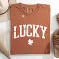 Lucky, Collegiate, St Patrick's Day, Shamrock Clover, - Adult & Kids T-Shirts, Sweatshirts & Hoodies apparel design preview 1